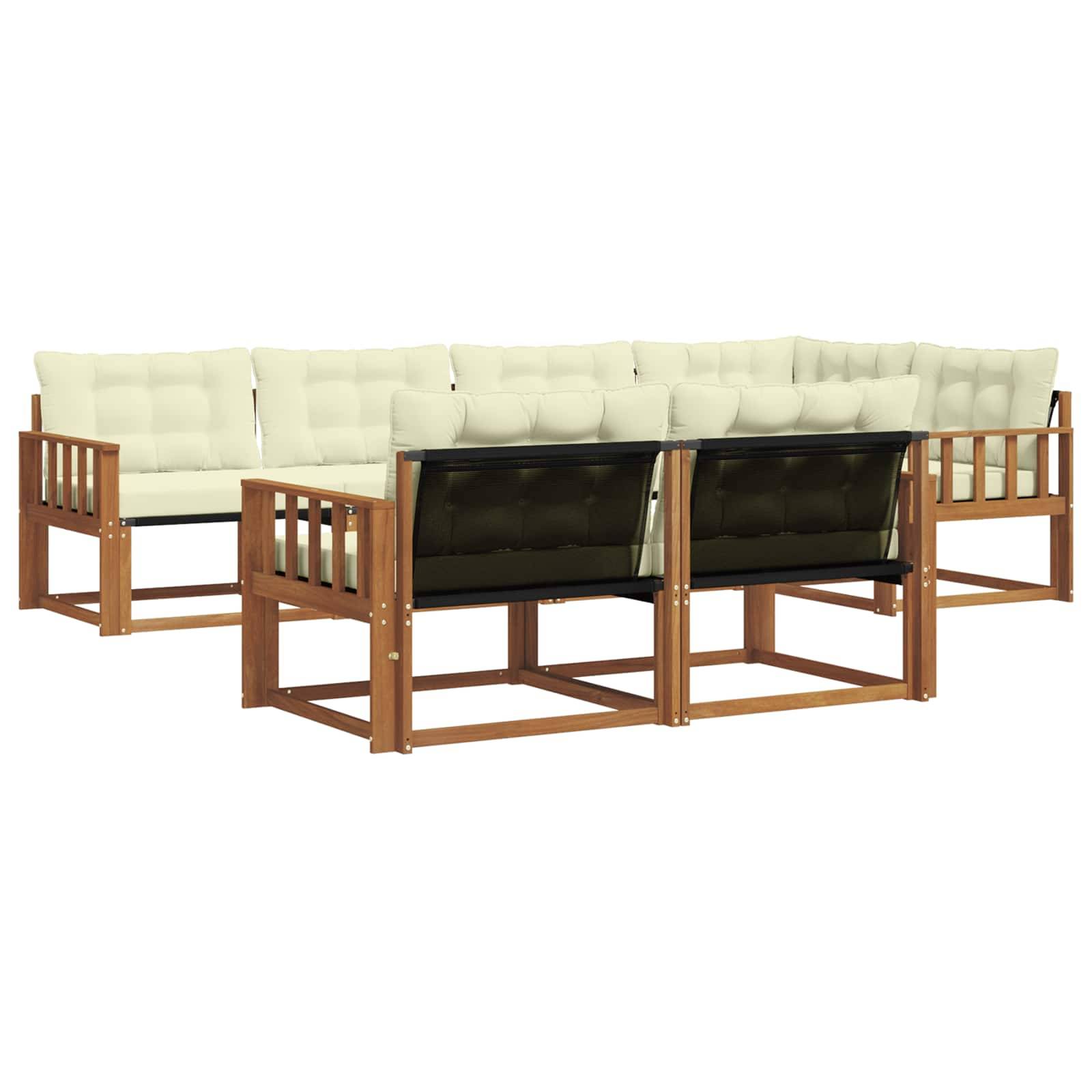 vidaXL Outdoor-Sofagarnitur mit Kissen 7 pcs Natur und Creme