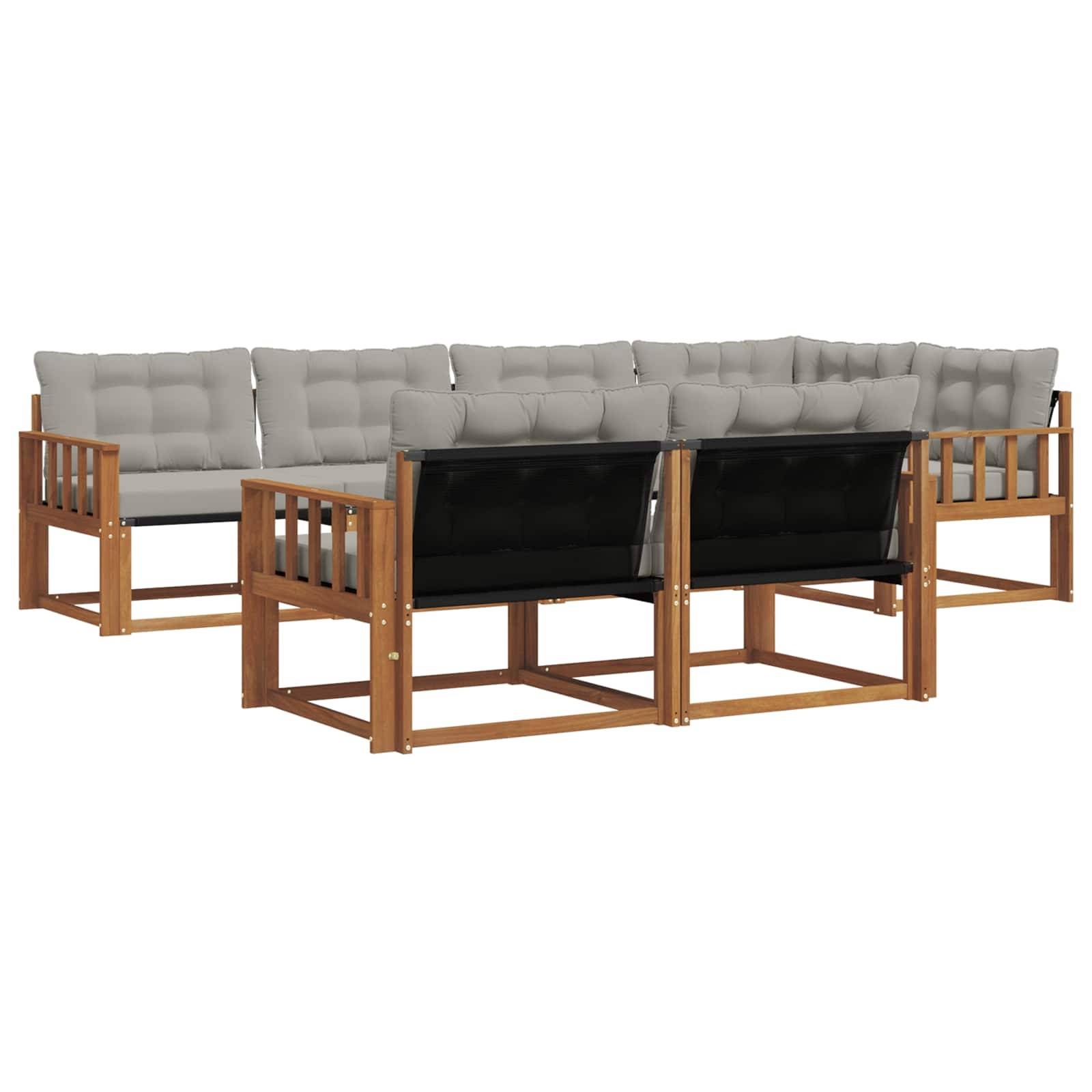 vidaXL Outdoor-Sofagarnitur mit Kissen 7 pcs Natürlich und Hellgrau
