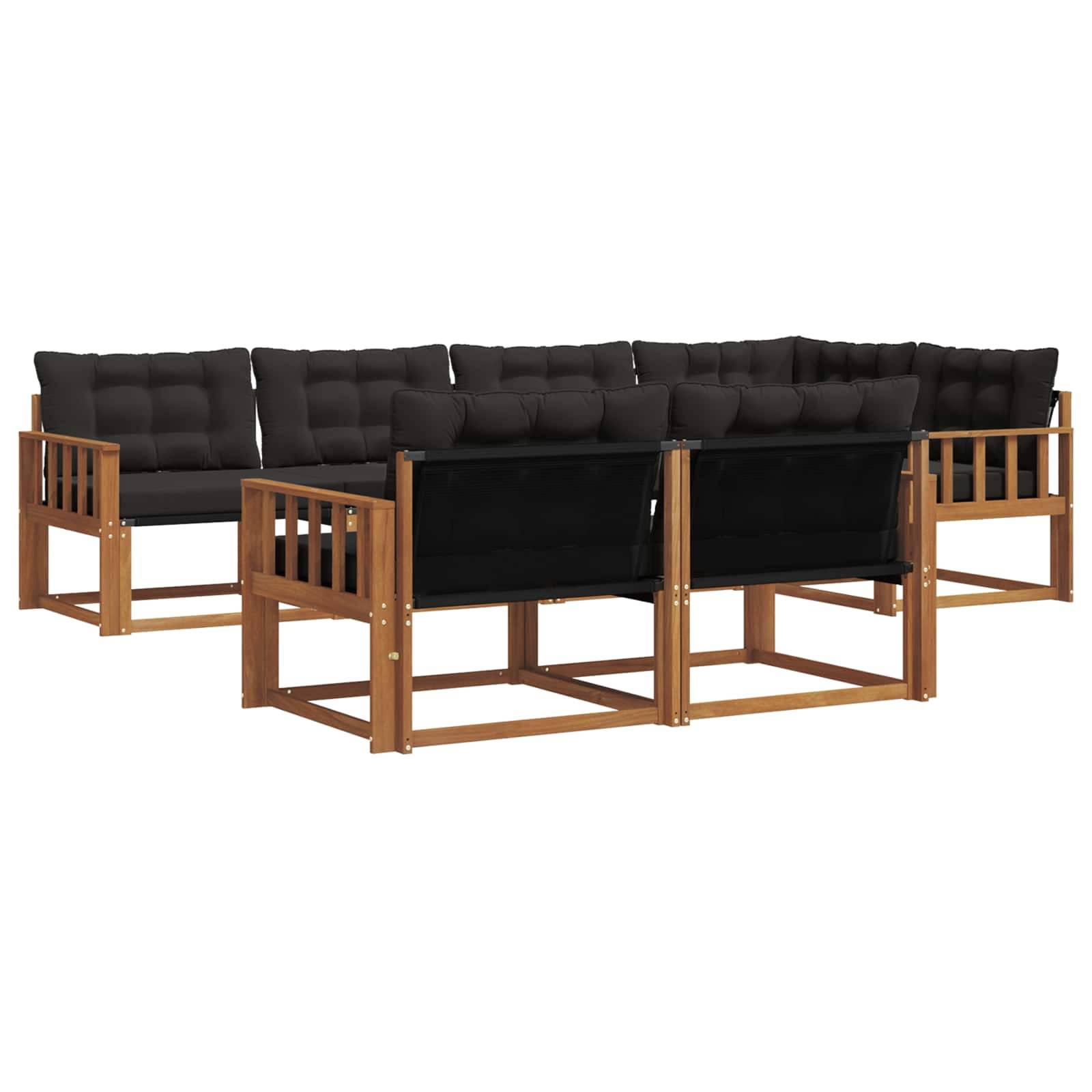 vidaXL Outdoor-Sofagarnitur mit Kissen 7 pcs Natürlich und Schwarz