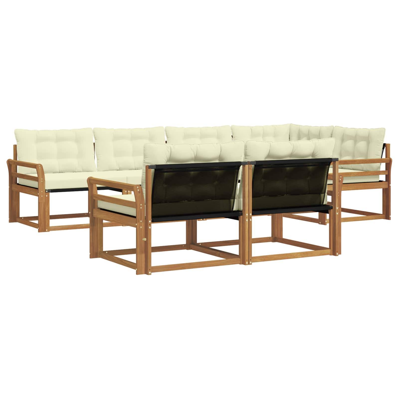 vidaXL Outdoor-Sofagarnitur mit Kissen 7 pcs Natur und Creme