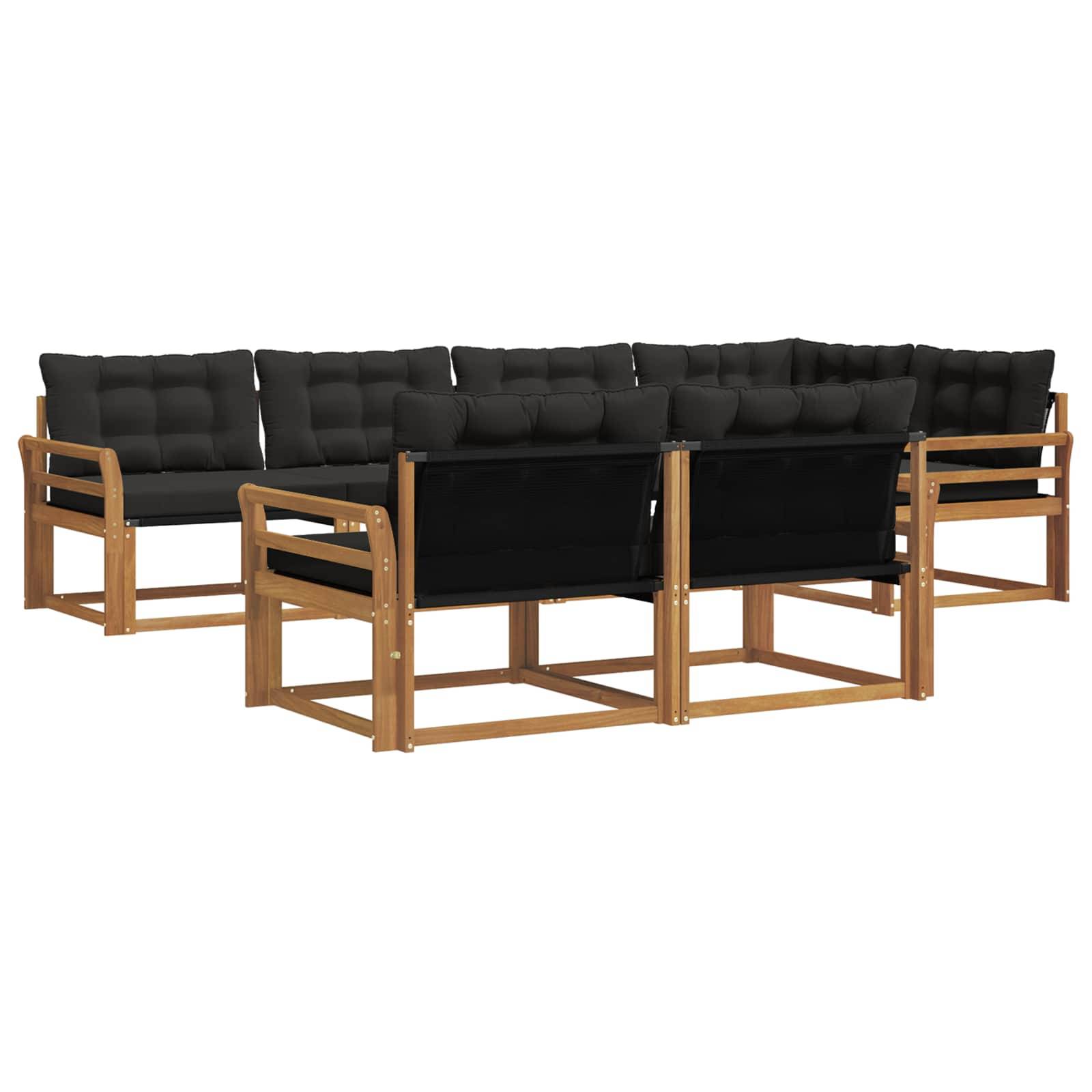 vidaXL Outdoor-Sofagarnitur mit Kissen 7 pcs Natürlich und Schwarz