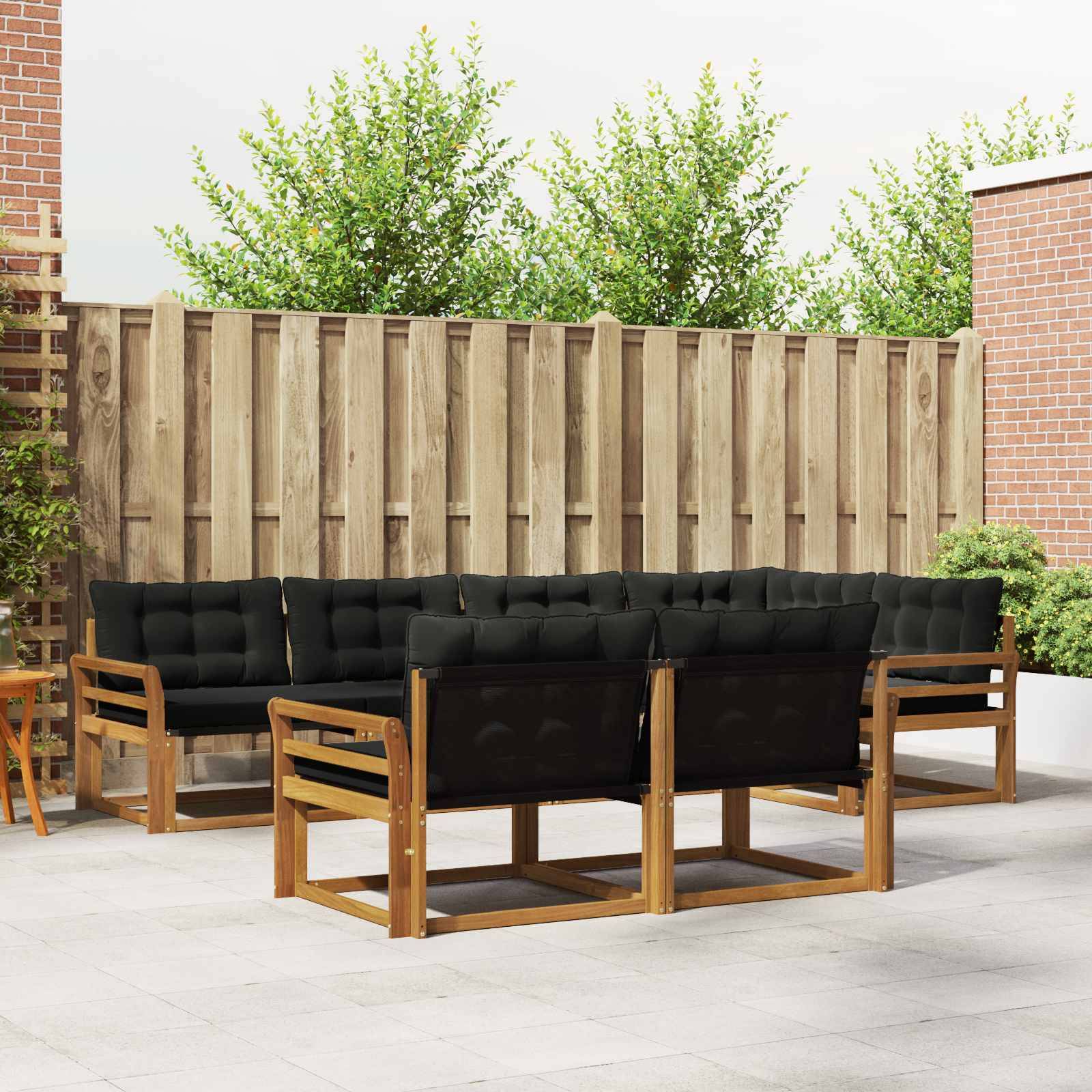 vidaXL Outdoor-Sofagarnitur mit Kissen 7 pcs Natürlich und Schwarz