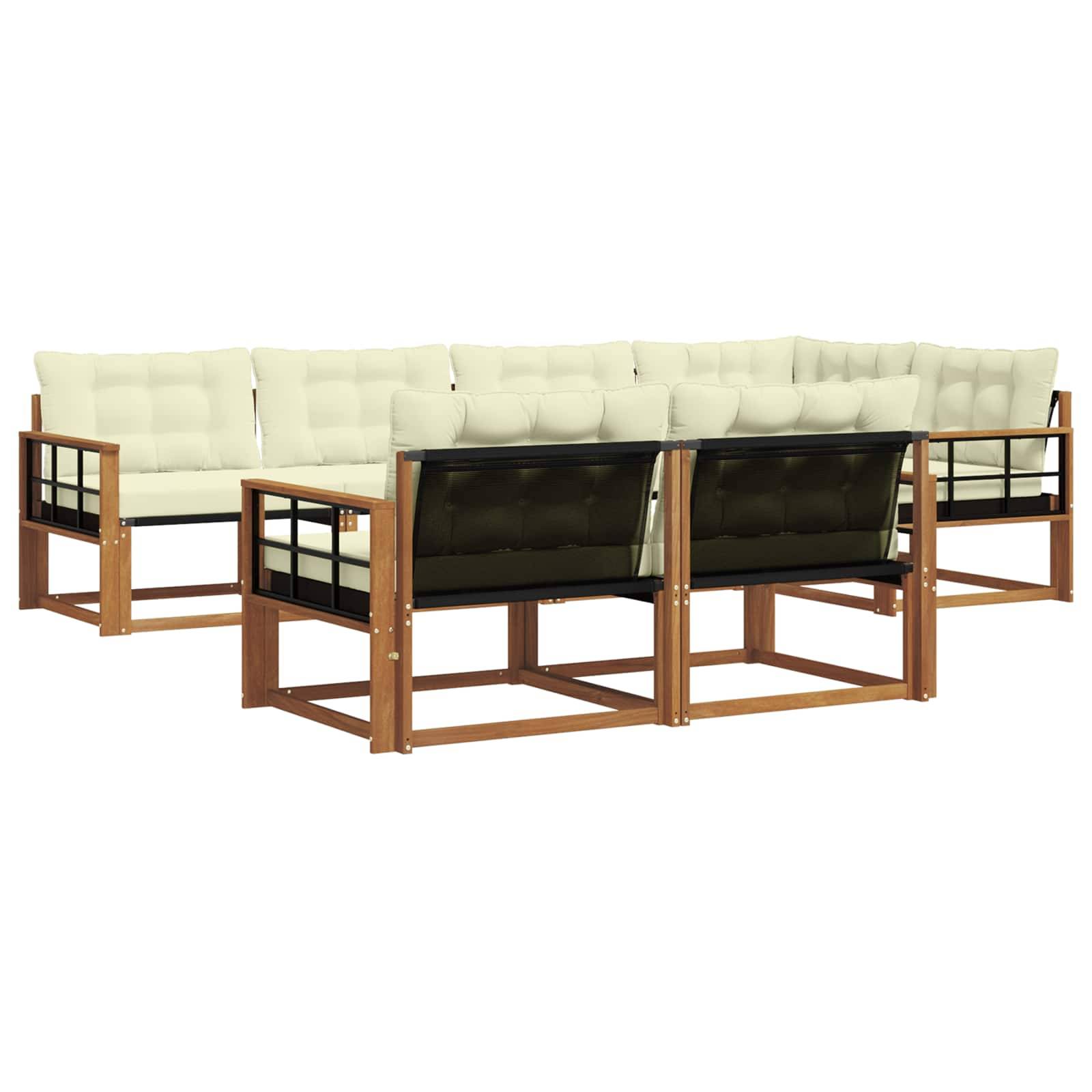 vidaXL Outdoor-Sofagarnitur mit Kissen 7 pcs Natur und Creme