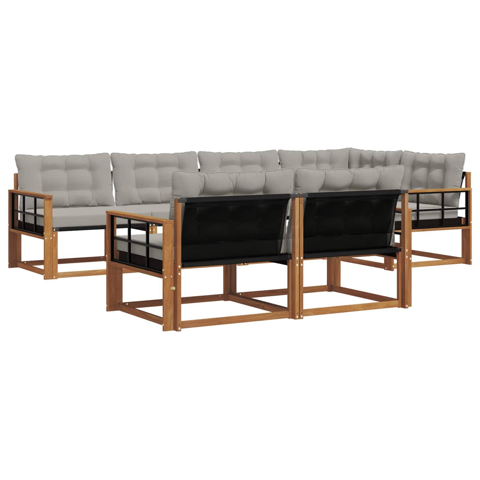 vidaXL Outdoor-Sofagarnitur mit Kissen 7 pcs Natürlich und Hellgrau
