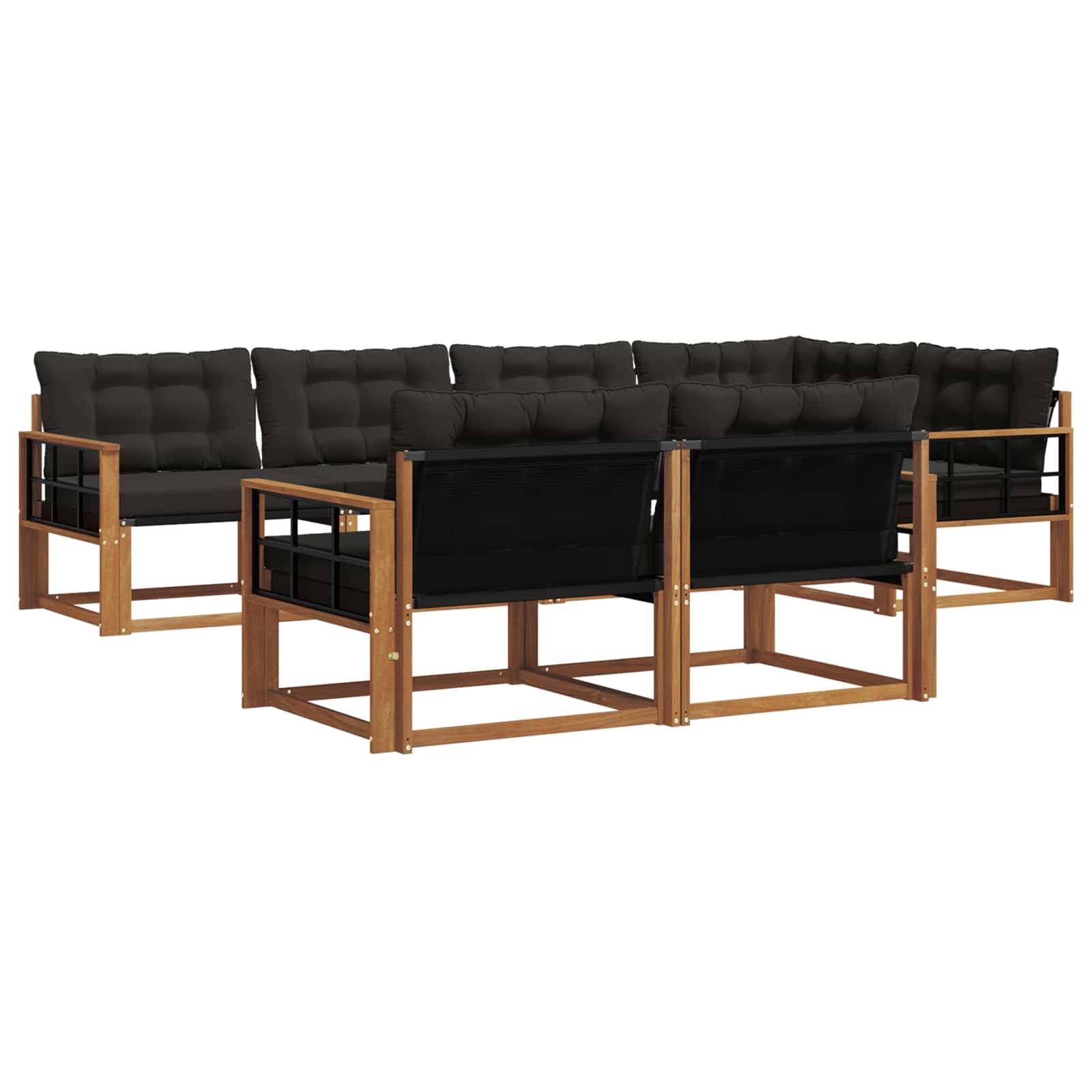 vidaXL Outdoor-Sofagarnitur mit Kissen 7 pcs Natürlich und Schwarz