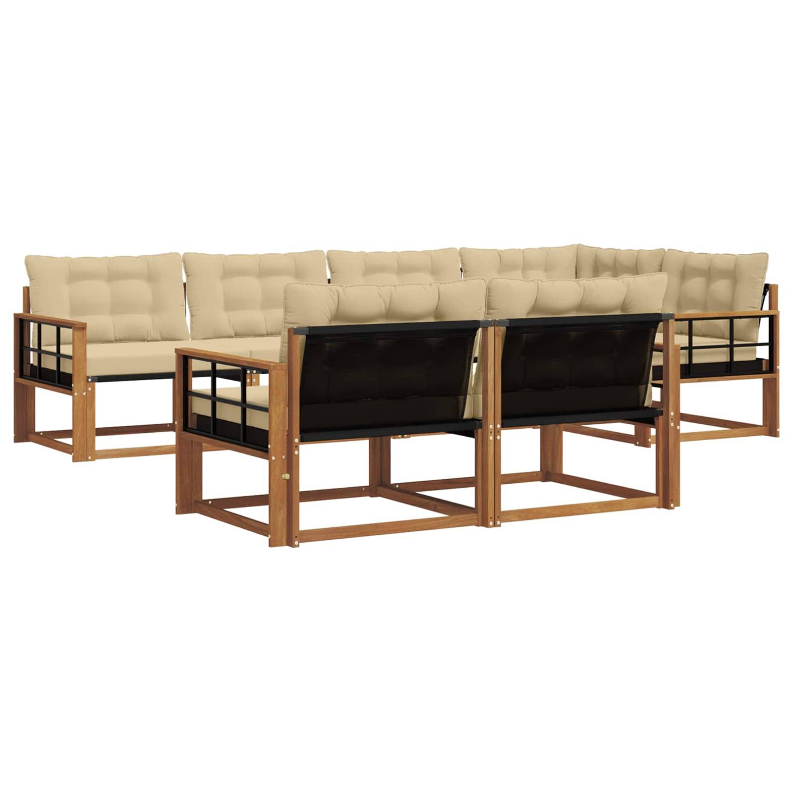 vidaXL Outdoor-Sofagarnitur mit Kissen 7 pcs Natur und Beige