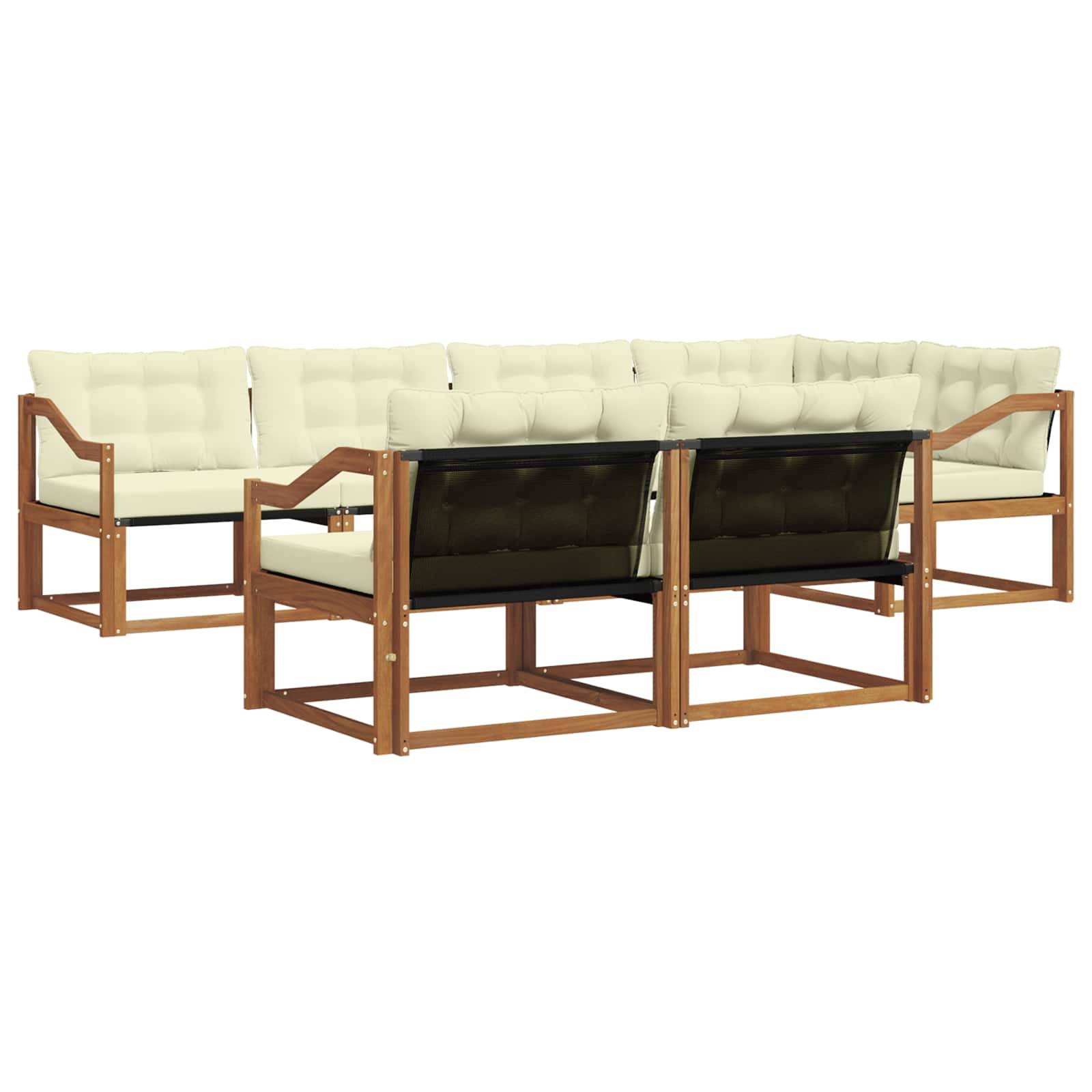 vidaXL Outdoor-Sofagarnitur mit Kissen 7 pcs Natur und Creme