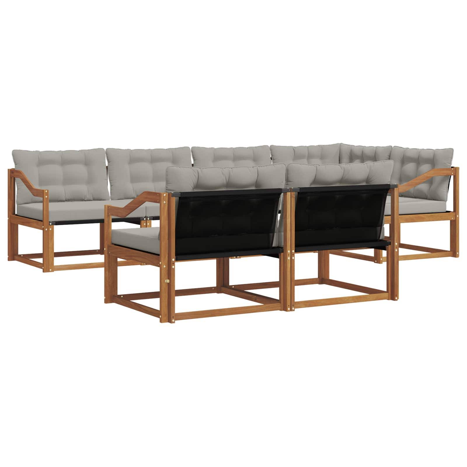 vidaXL Outdoor-Sofagarnitur mit Kissen 7 pcs Natürlich und Hellgrau