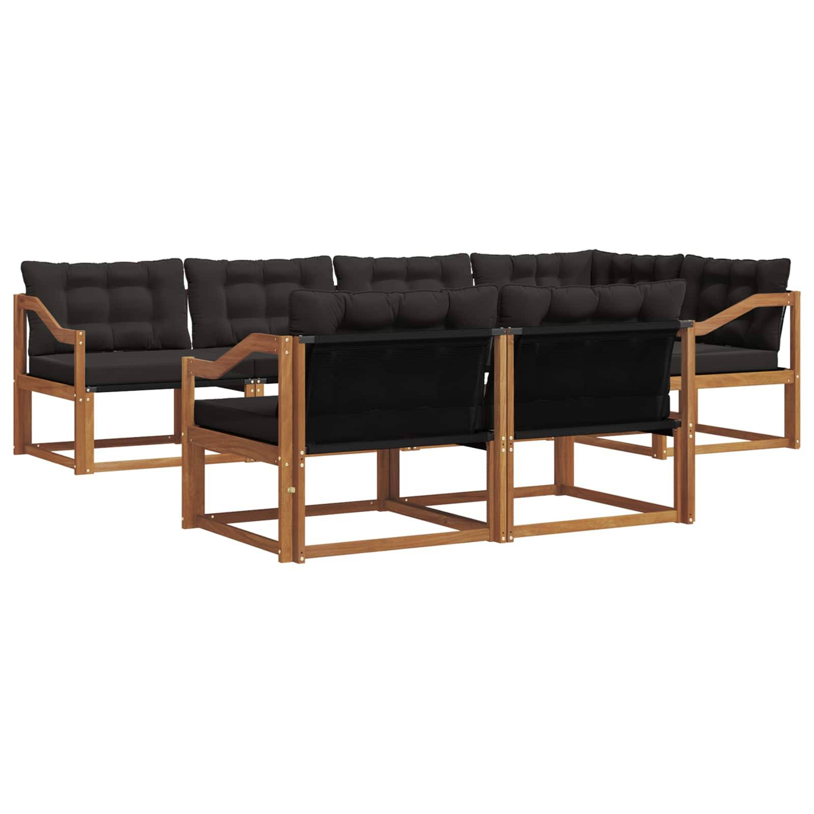 vidaXL Outdoor-Sofagarnitur mit Kissen 7 pcs Natürlich und Schwarz