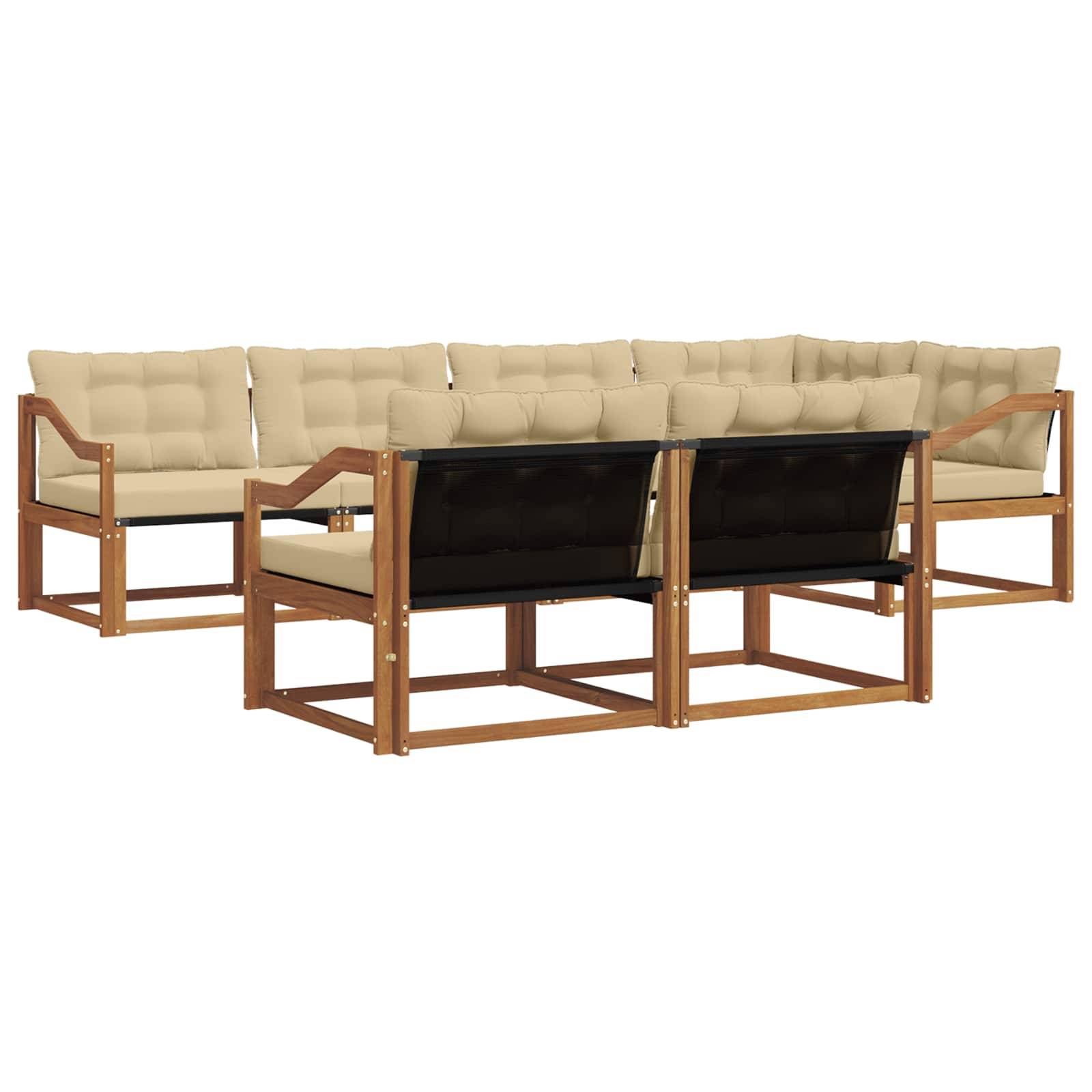 vidaXL Outdoor-Sofagarnitur mit Kissen 7 pcs Natur und Beige