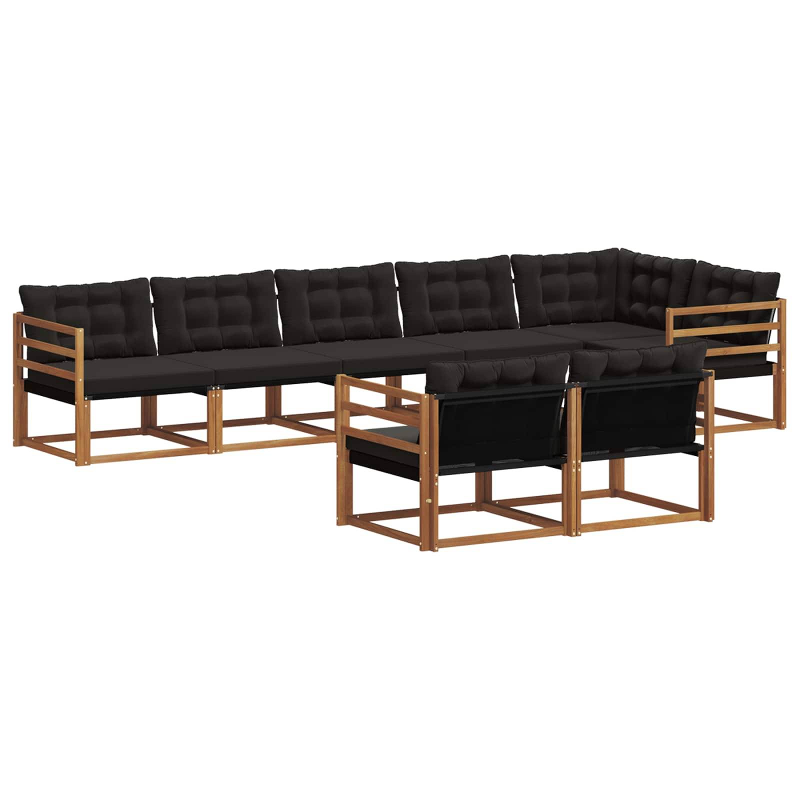 vidaXL Outdoor-Sofagarnitur mit Kissen 8 pcs Natürlich und Schwarz