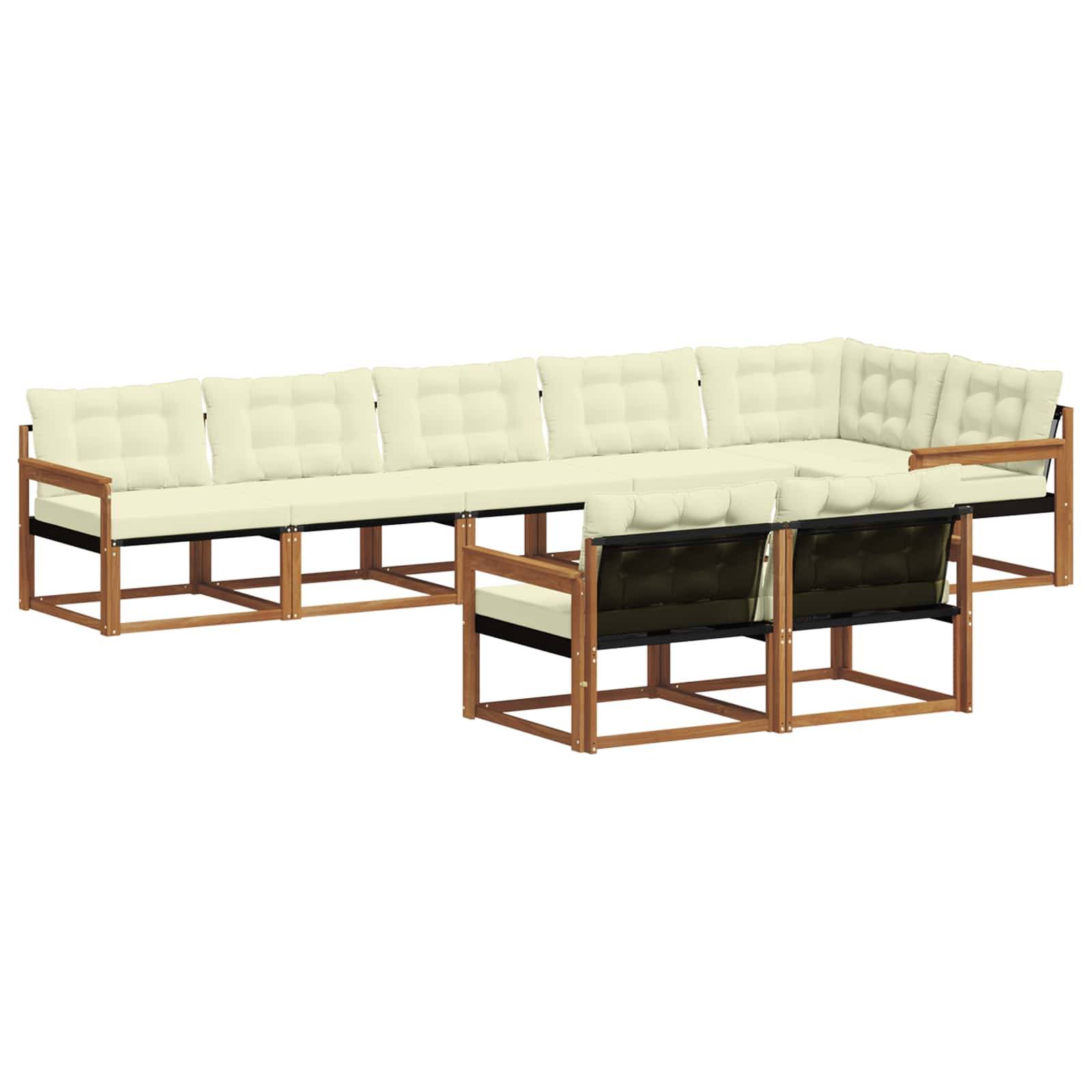 vidaXL Outdoor-Sofagarnitur mit Kissen 8 pcs Natur und Creme