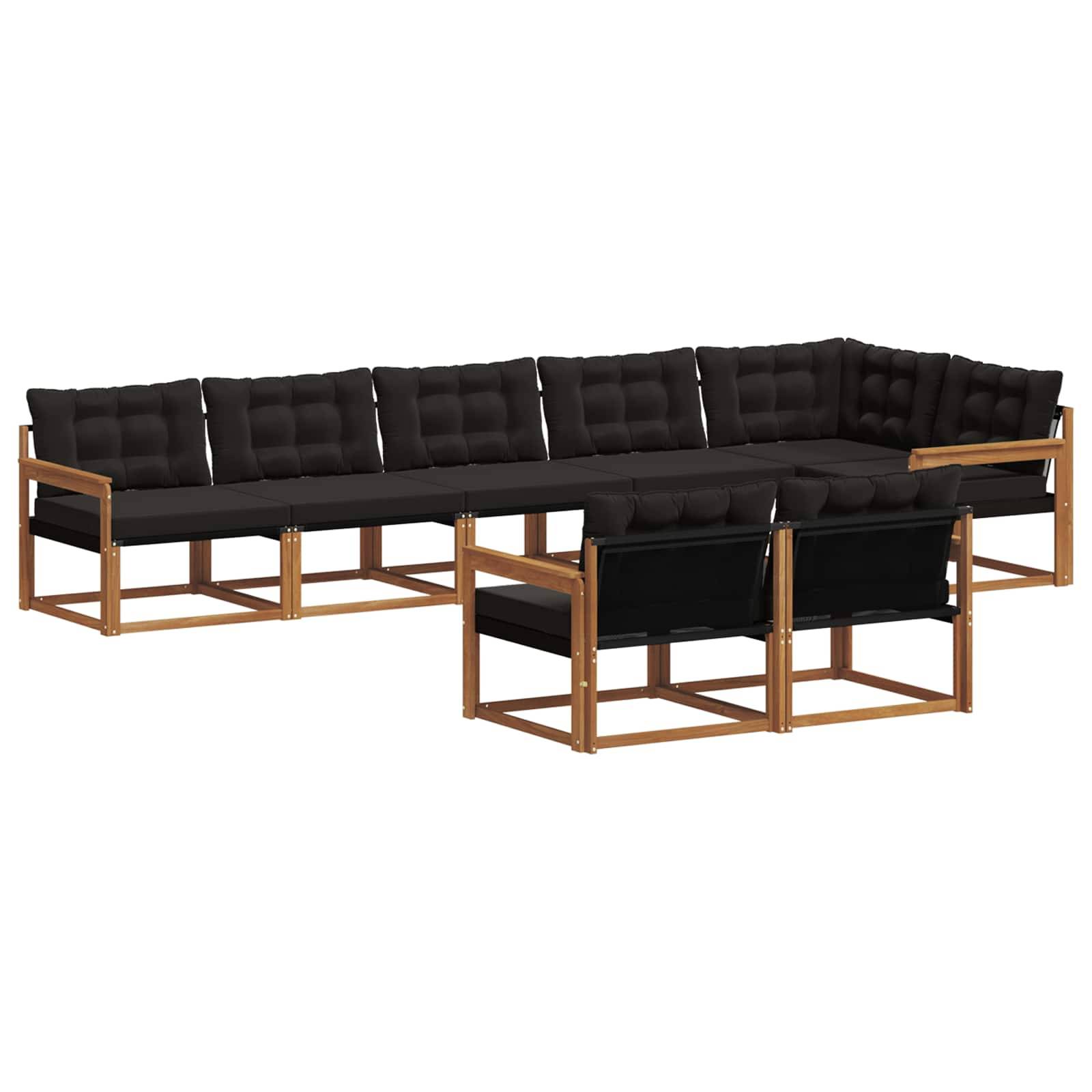 vidaXL Outdoor-Sofagarnitur mit Kissen 8 pcs Natürlich und Schwarz
