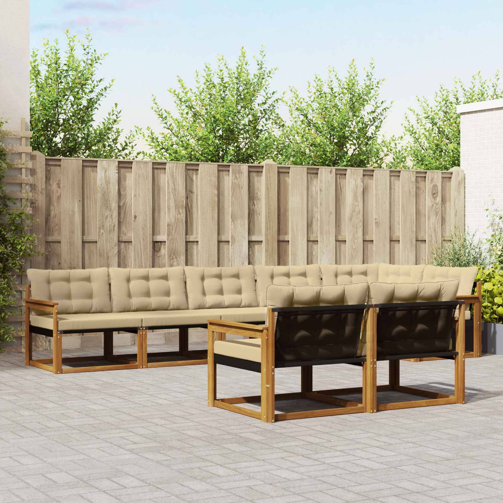 vidaXL Outdoor-Sofagarnitur mit Kissen 8 pcs Natur und Beige