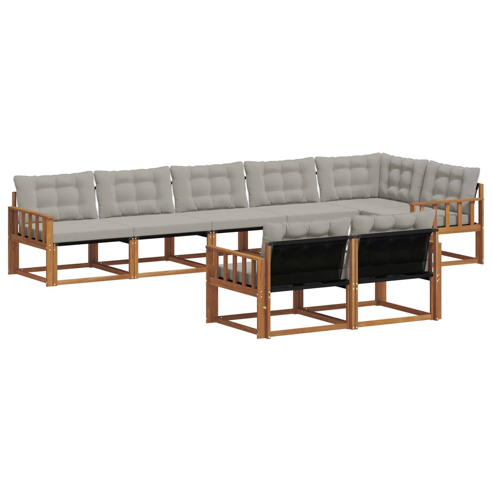 vidaXL Outdoor-Sofagarnitur mit Kissen 8 pcs Natürlich und Hellgrau