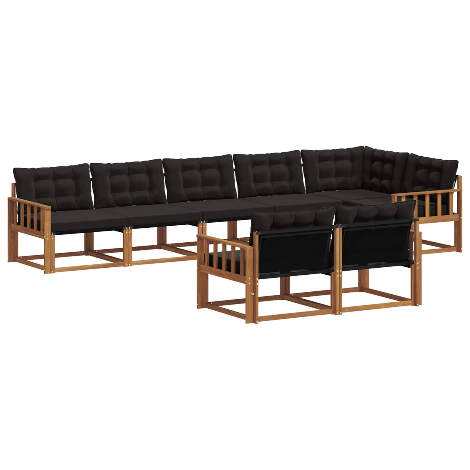 vidaXL Outdoor-Sofagarnitur mit Kissen 8 pcs Natürlich und Schwarz