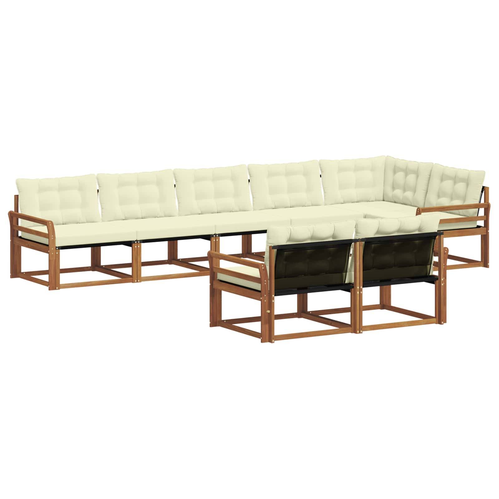 vidaXL Outdoor-Sofagarnitur mit Kissen 8 pcs Natur und Creme