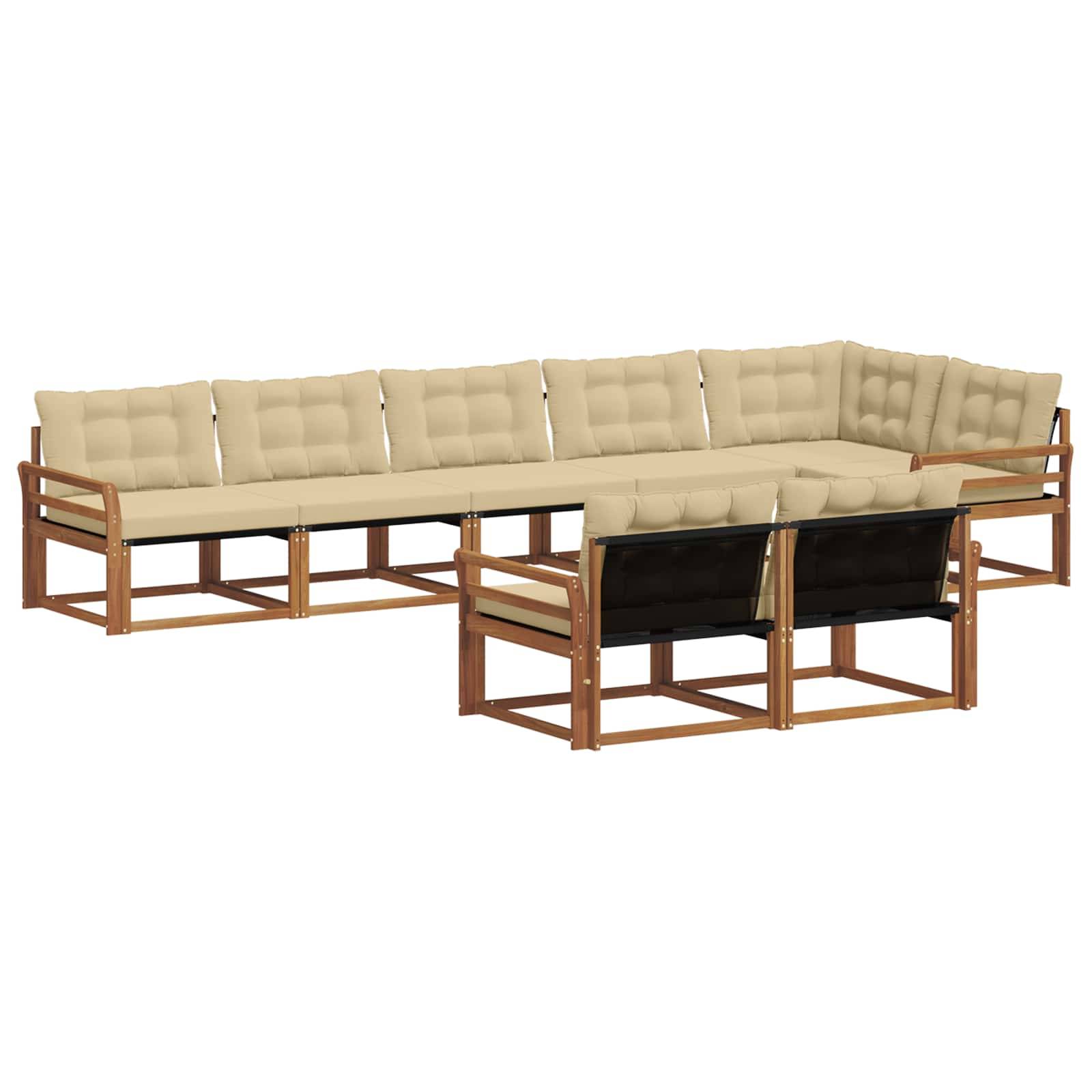vidaXL Outdoor-Sofagarnitur mit Kissen 8 pcs Natur und Beige