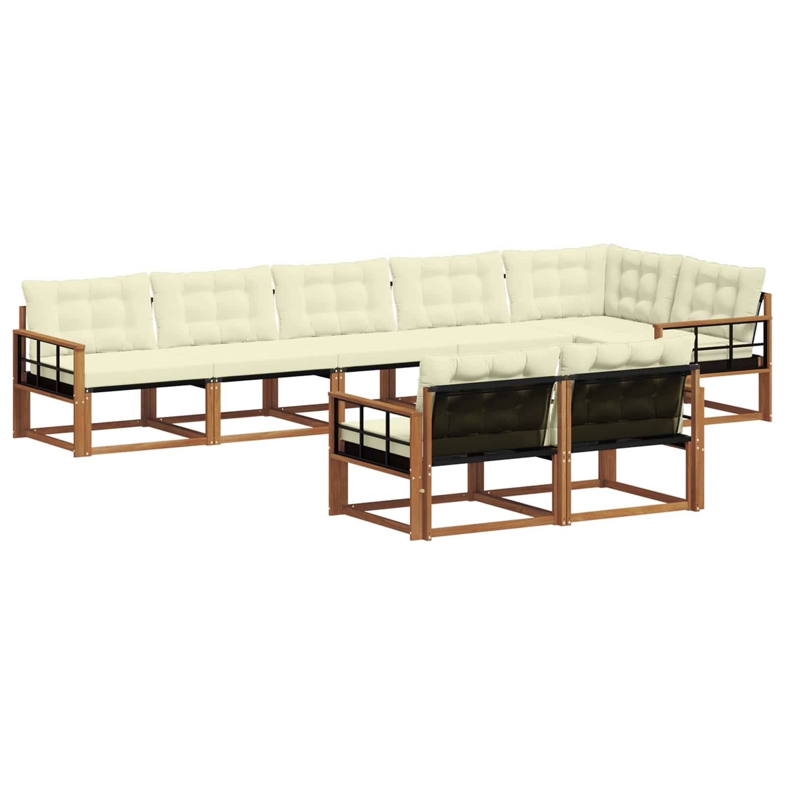 vidaXL Outdoor-Sofagarnitur mit Kissen 8 pcs Natur und Creme