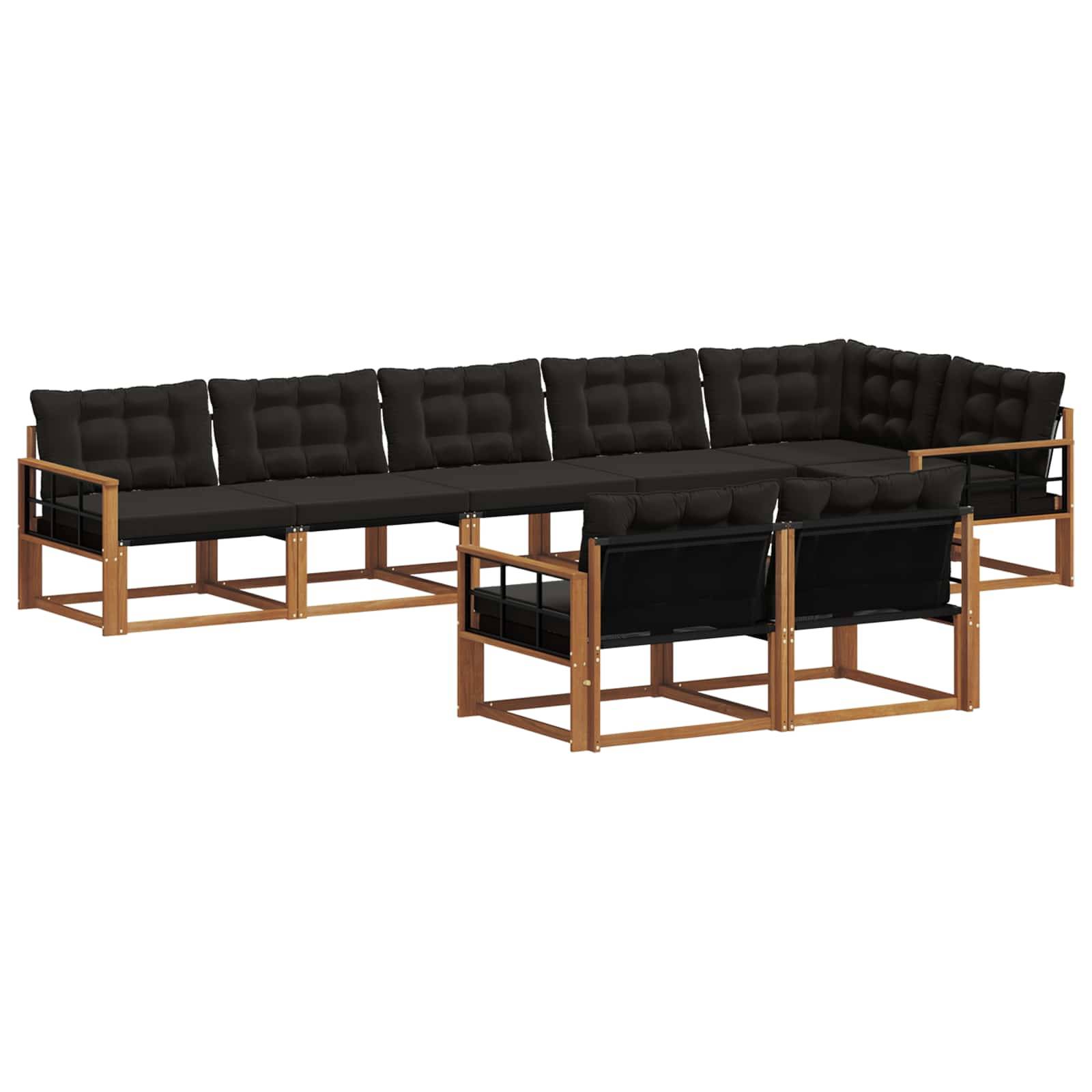 vidaXL Outdoor-Sofagarnitur mit Kissen 8 pcs Natürlich und Schwarz