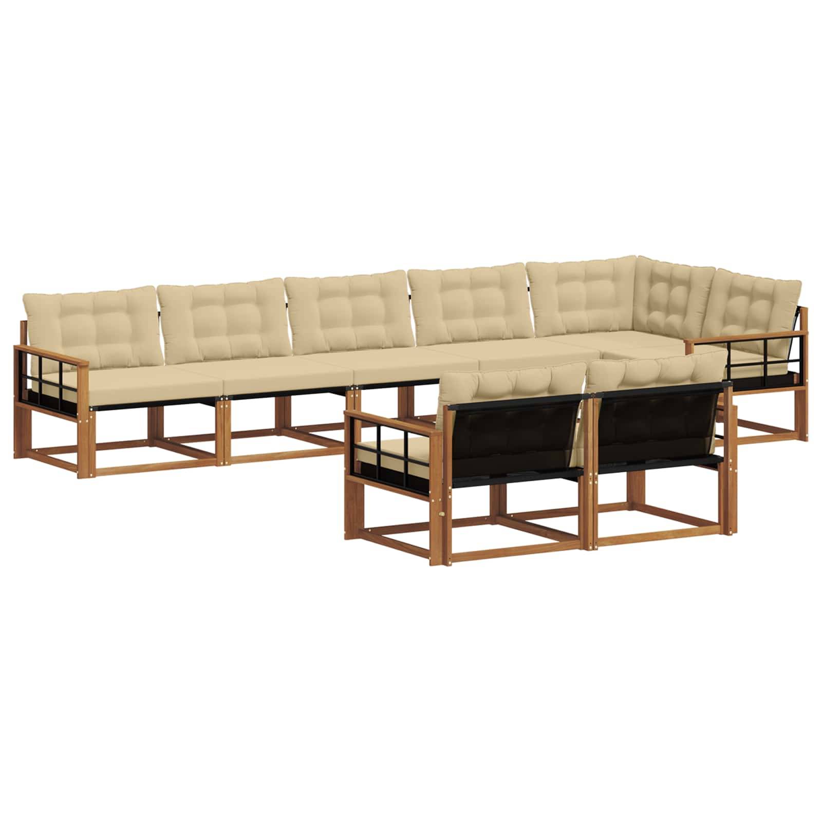 vidaXL Outdoor-Sofagarnitur mit Kissen 8 pcs Natur und Beige