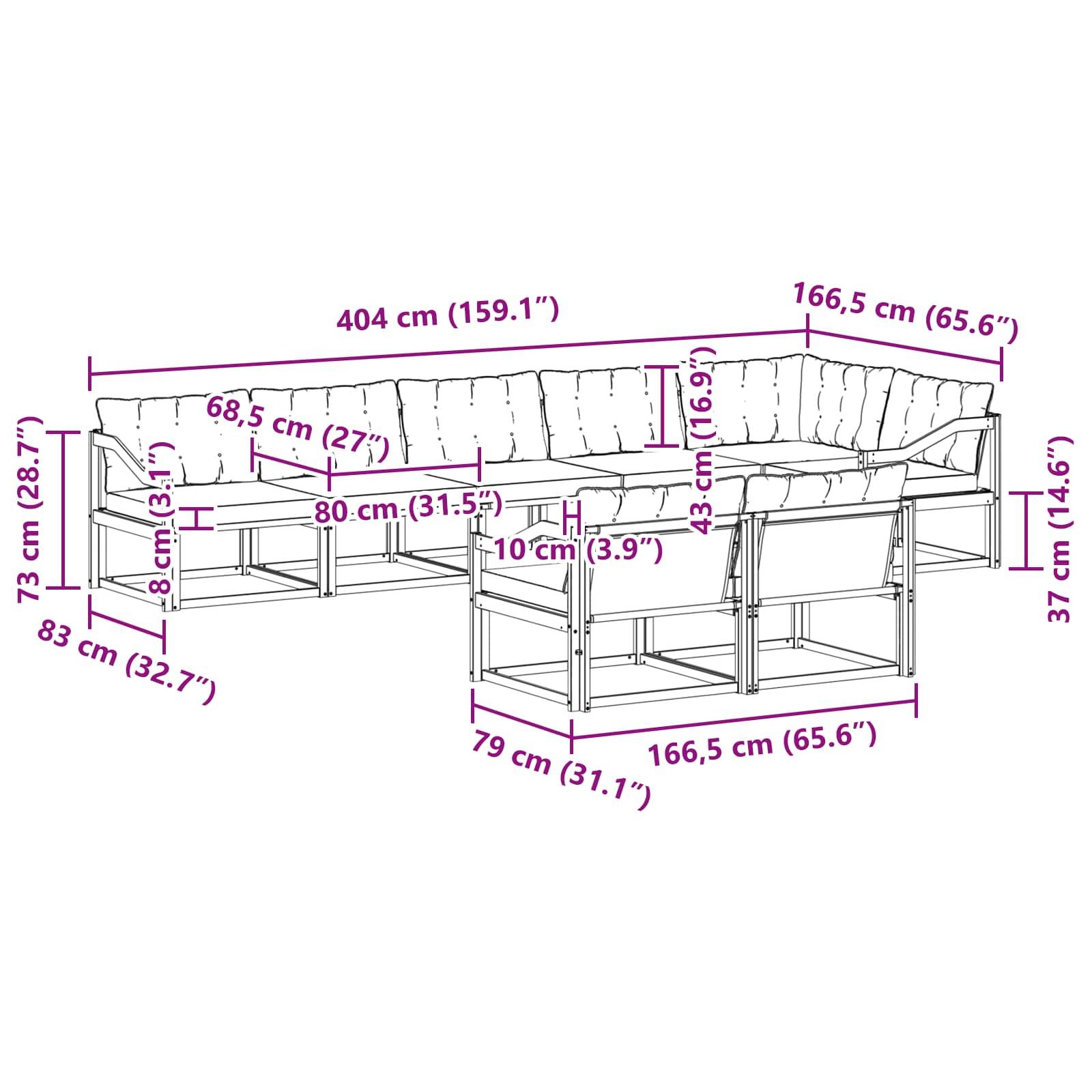 vidaXL Outdoor-Sofagarnitur mit Kissen 8 pcs Weiß und Hellgrau