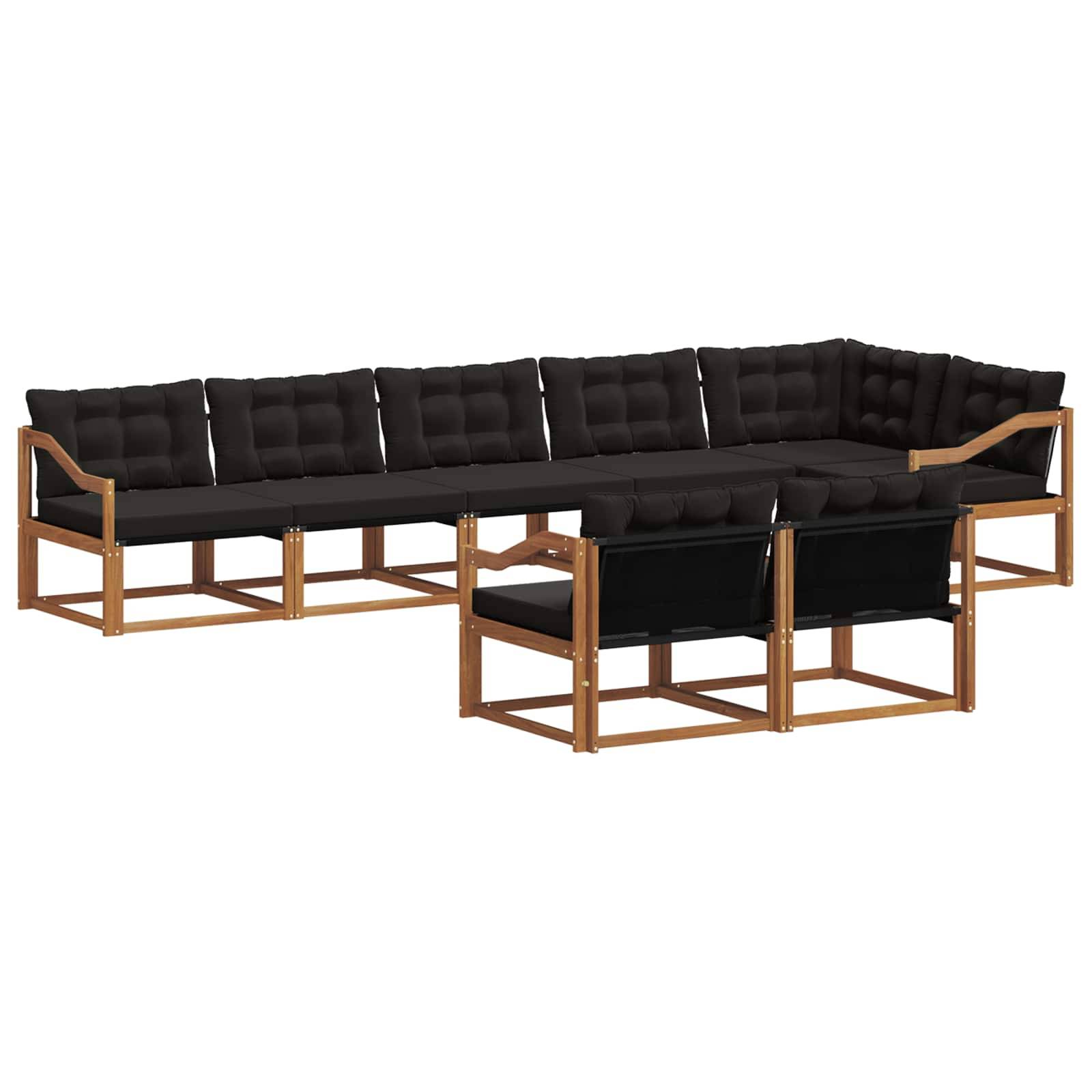 vidaXL Outdoor-Sofagarnitur mit Kissen 8 pcs Natürlich und Schwarz