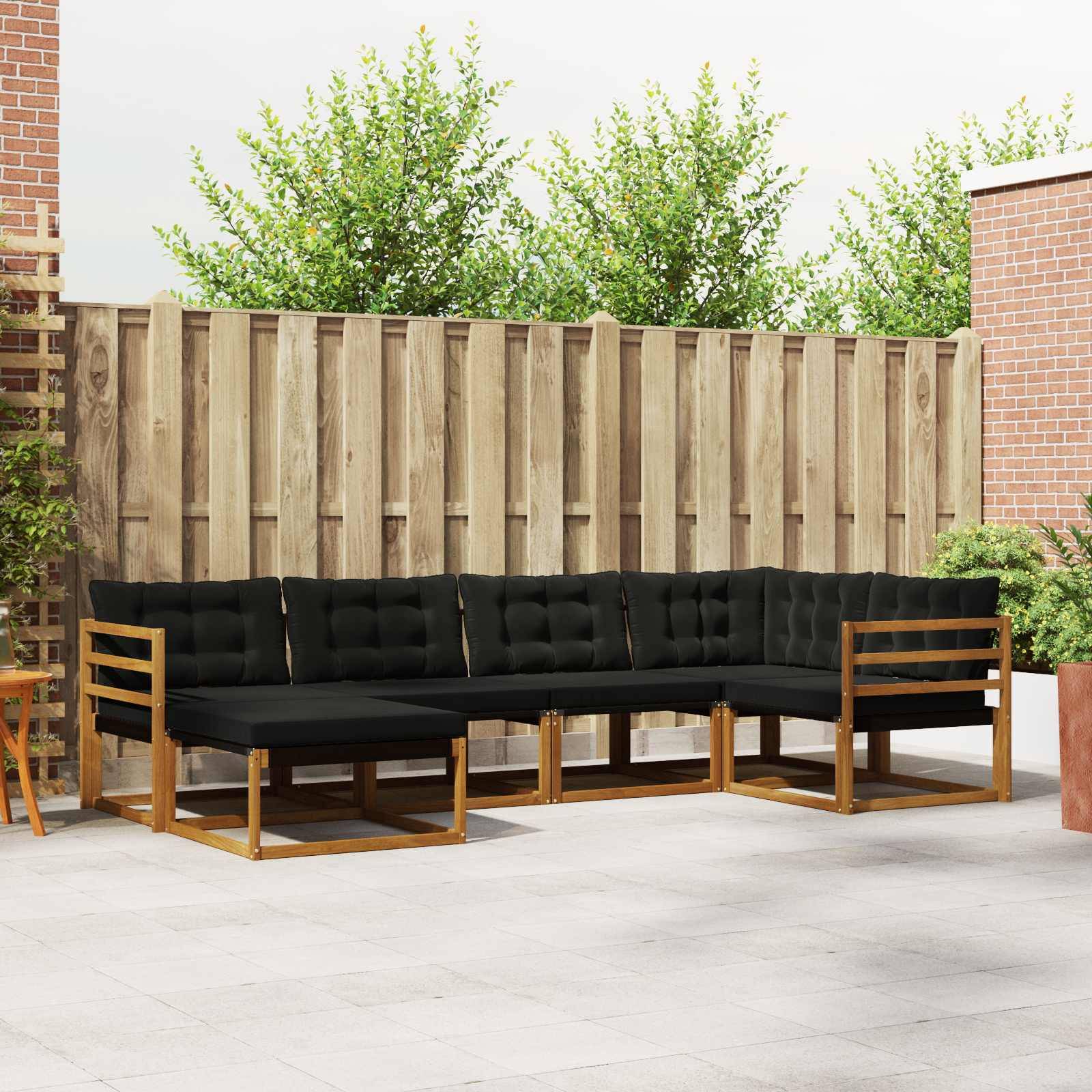 vidaXL Outdoor-Sofagarnitur mit Kissen 6 pcs Natürlich und Schwarz