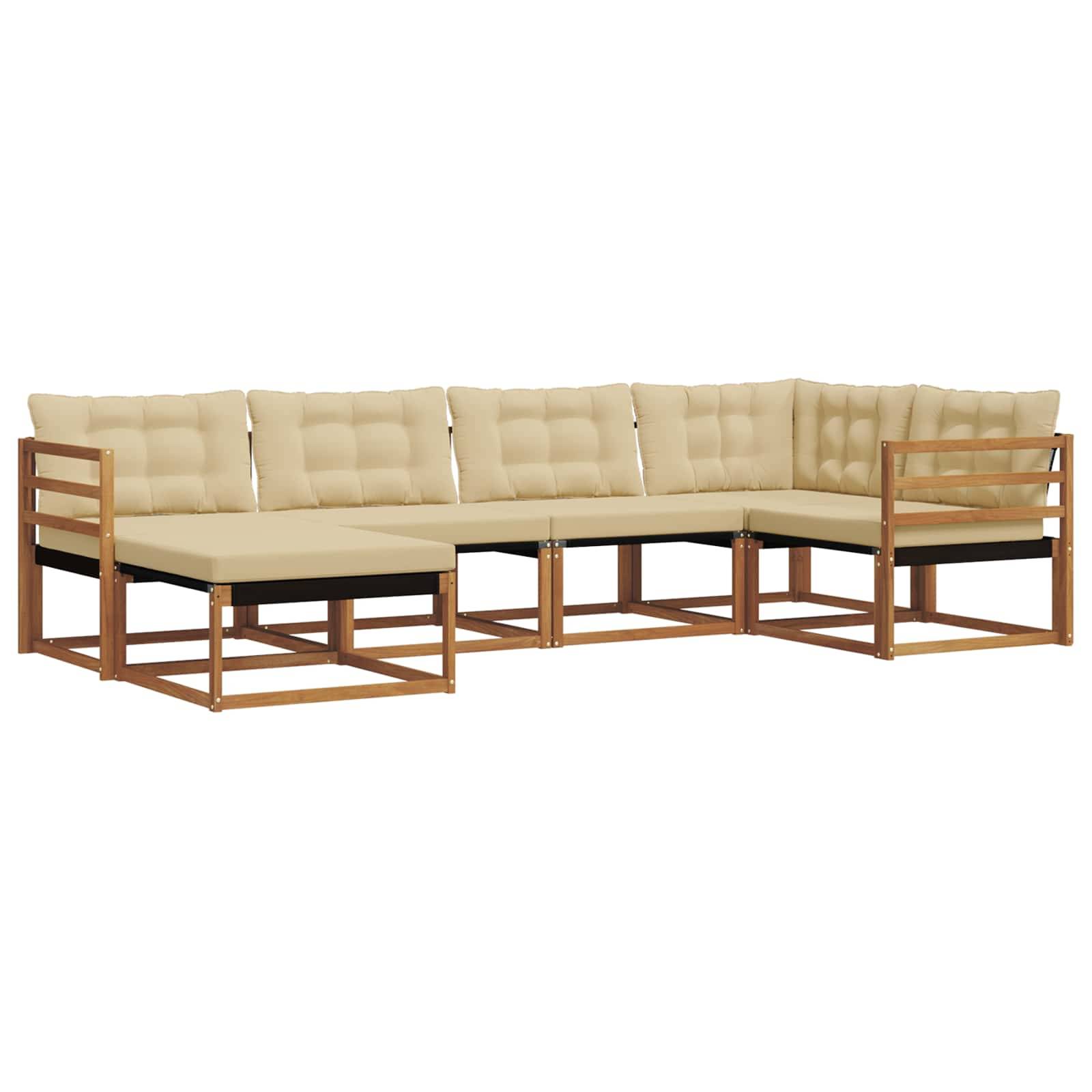vidaXL Outdoor-Sofagarnitur 6 pcs Natur und Beige Massivholz Akazie