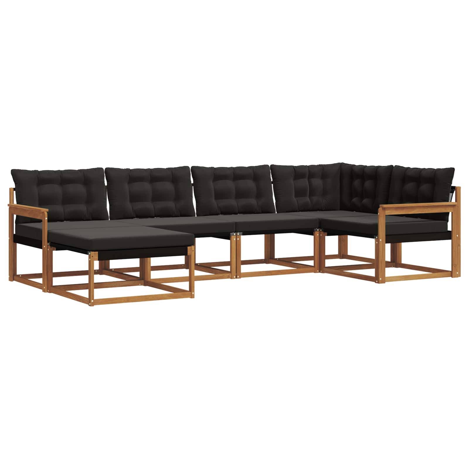 vidaXL Outdoor-Sofagarnitur mit Kissen 6 pcs Natürlich und Schwarz