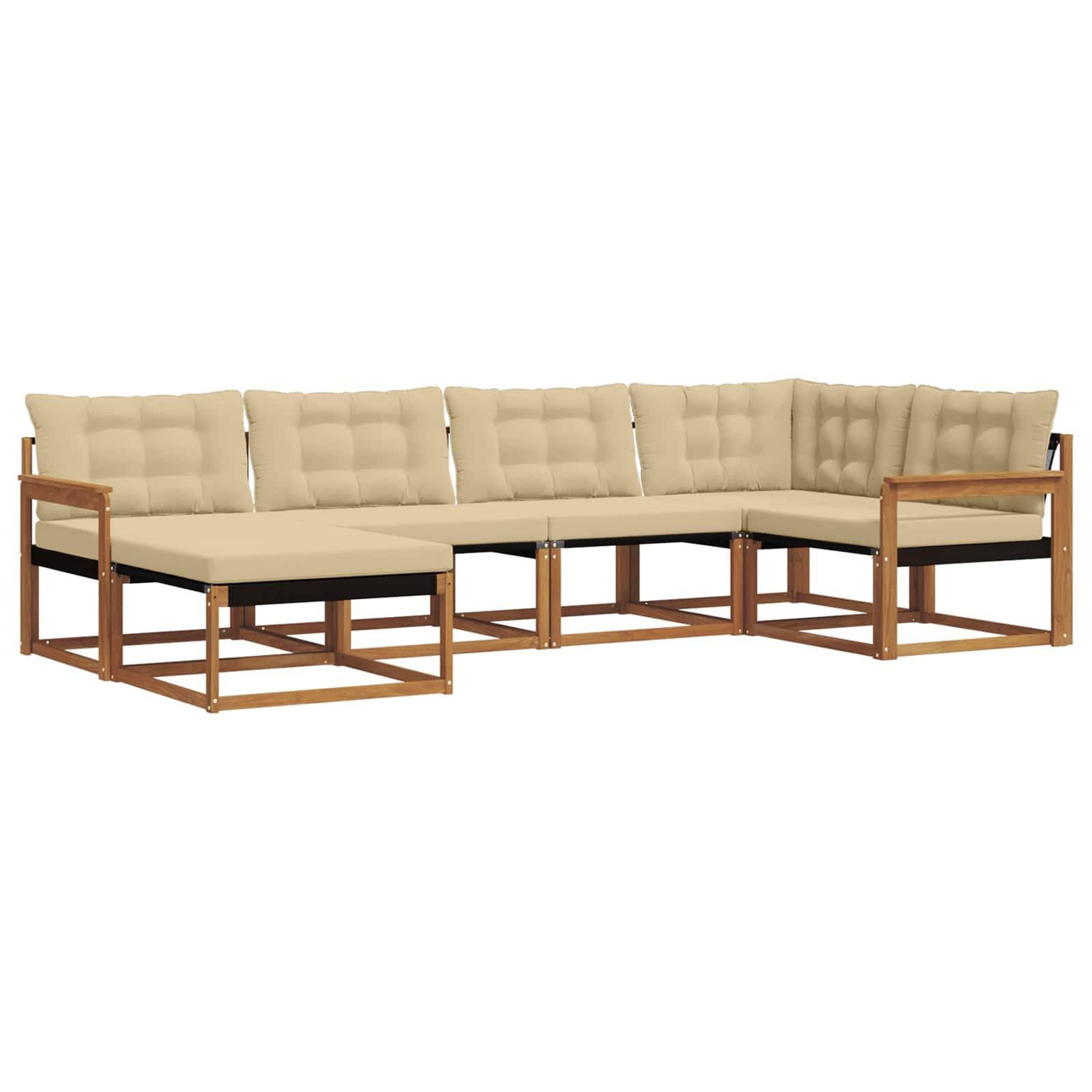 vidaXL Outdoor-Sofagarnitur 6 pcs Natur und Beige Massivholz Akazie