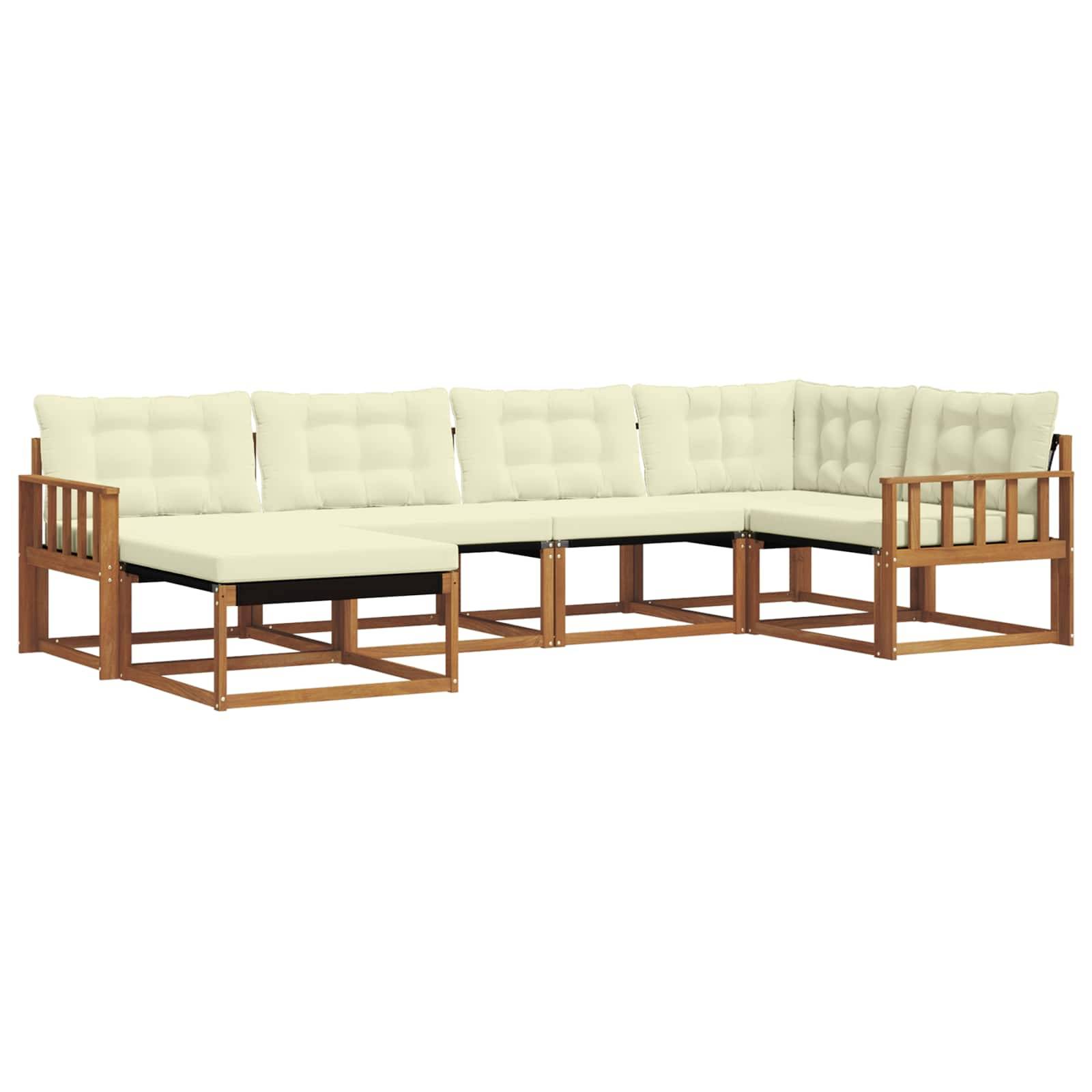 vidaXL Outdoor-Sofagarnitur 6 pcs Natur und Creme Massivholz Akazie