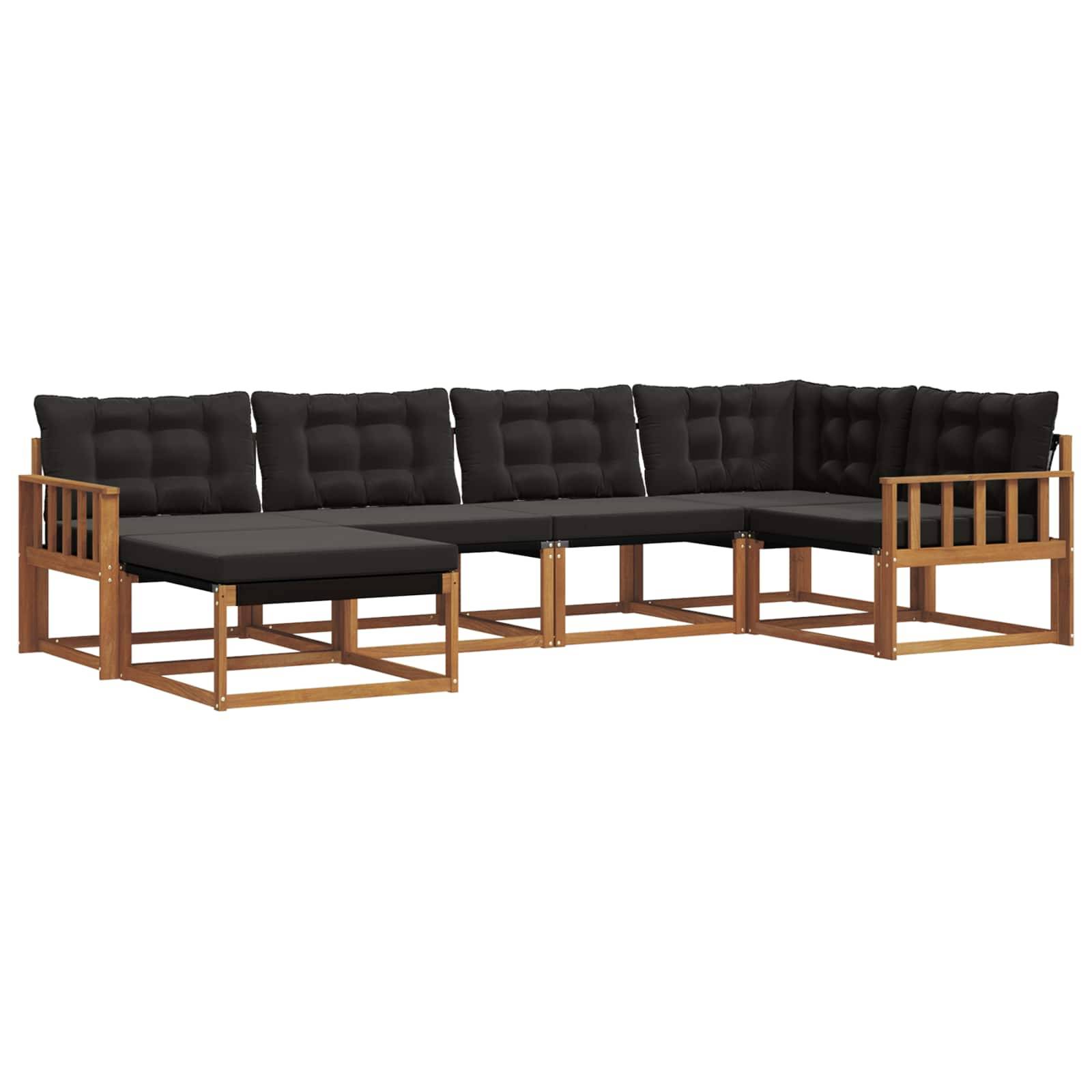 vidaXL Outdoor-Sofagarnitur mit Kissen 6 pcs Natürlich und Schwarz