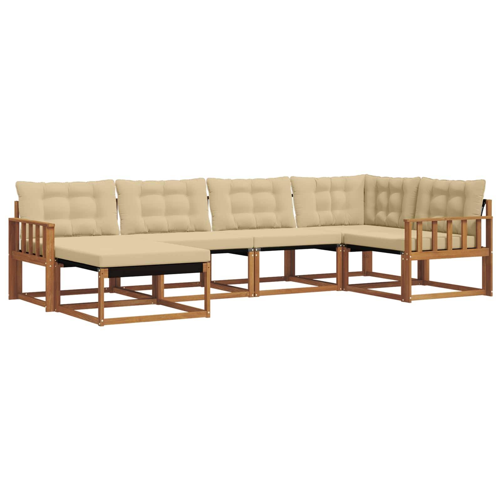 vidaXL Outdoor-Sofagarnitur 6 pcs Natur und Beige Massivholz Akazie