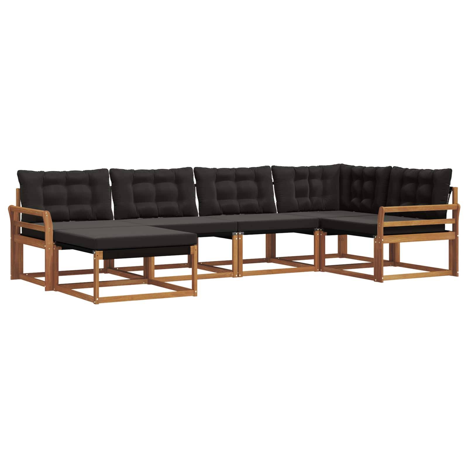 vidaXL Outdoor-Sofagarnitur mit Kissen 6 pcs Natürlich und Schwarz