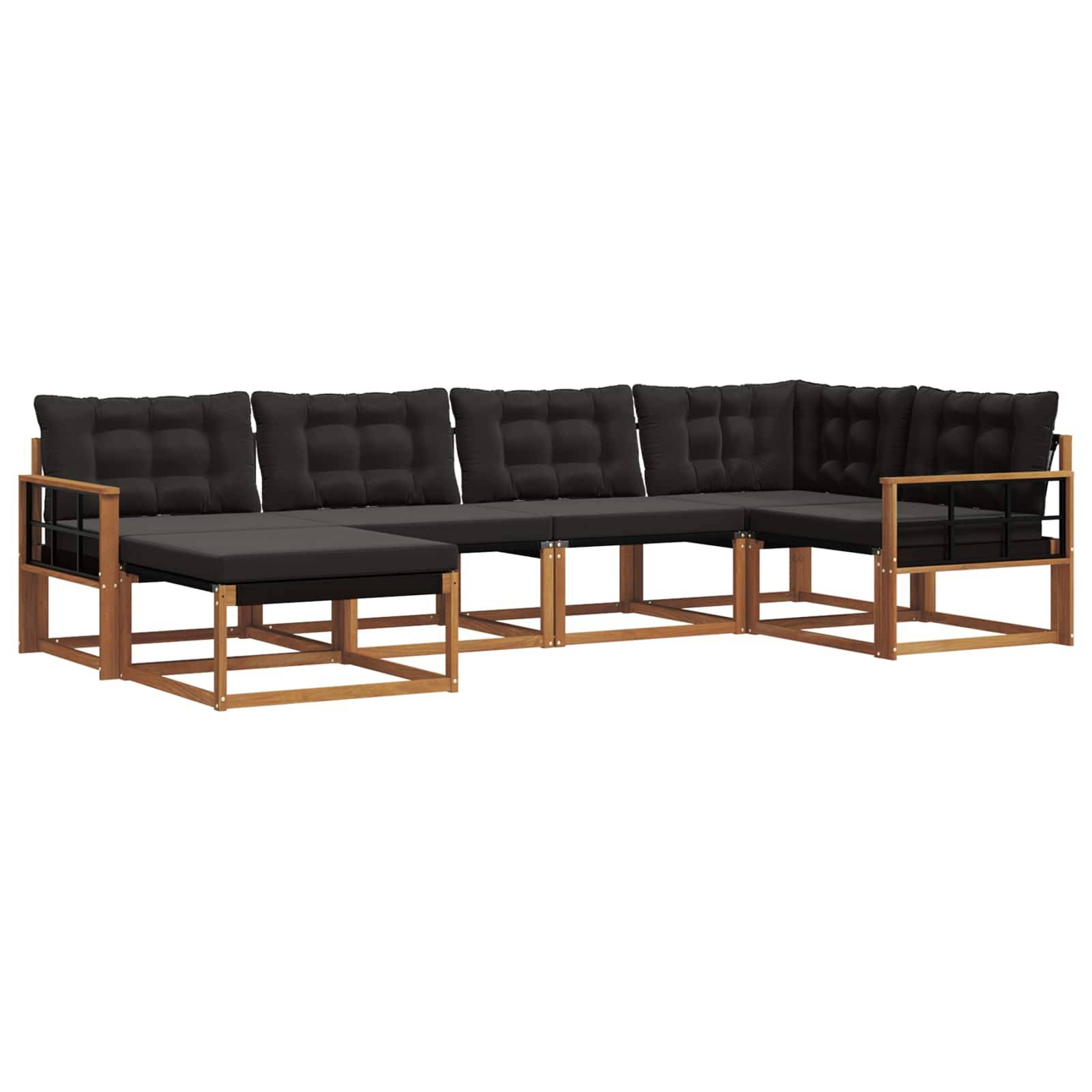 vidaXL Outdoor-Sofagarnitur mit Kissen 6 pcs Natürlich und Schwarz