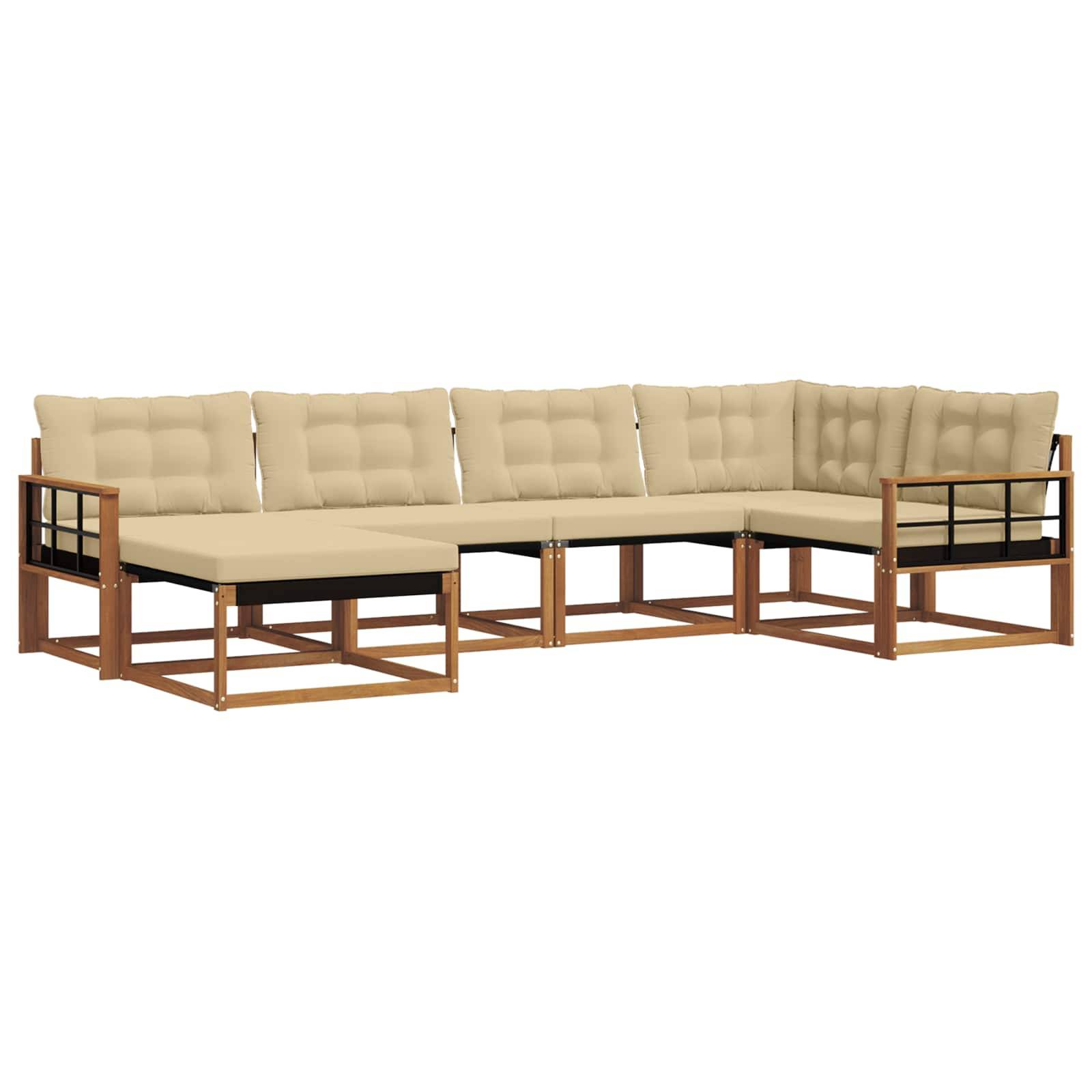 vidaXL Outdoor-Sofagarnitur 6 pcs Natur und Beige Massivholz Akazie