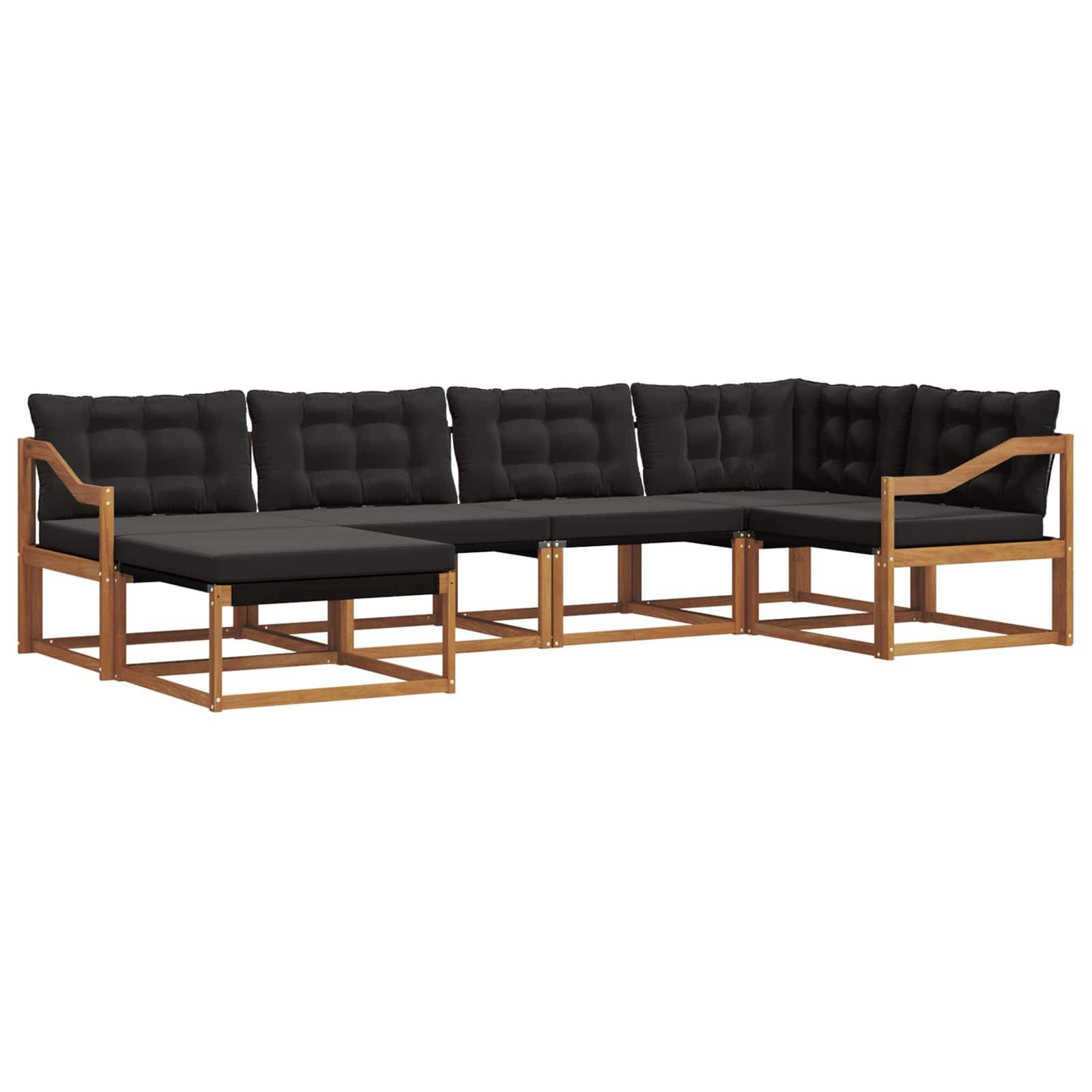 vidaXL Outdoor-Sofagarnitur mit Kissen 6 pcs Natürlich und Schwarz