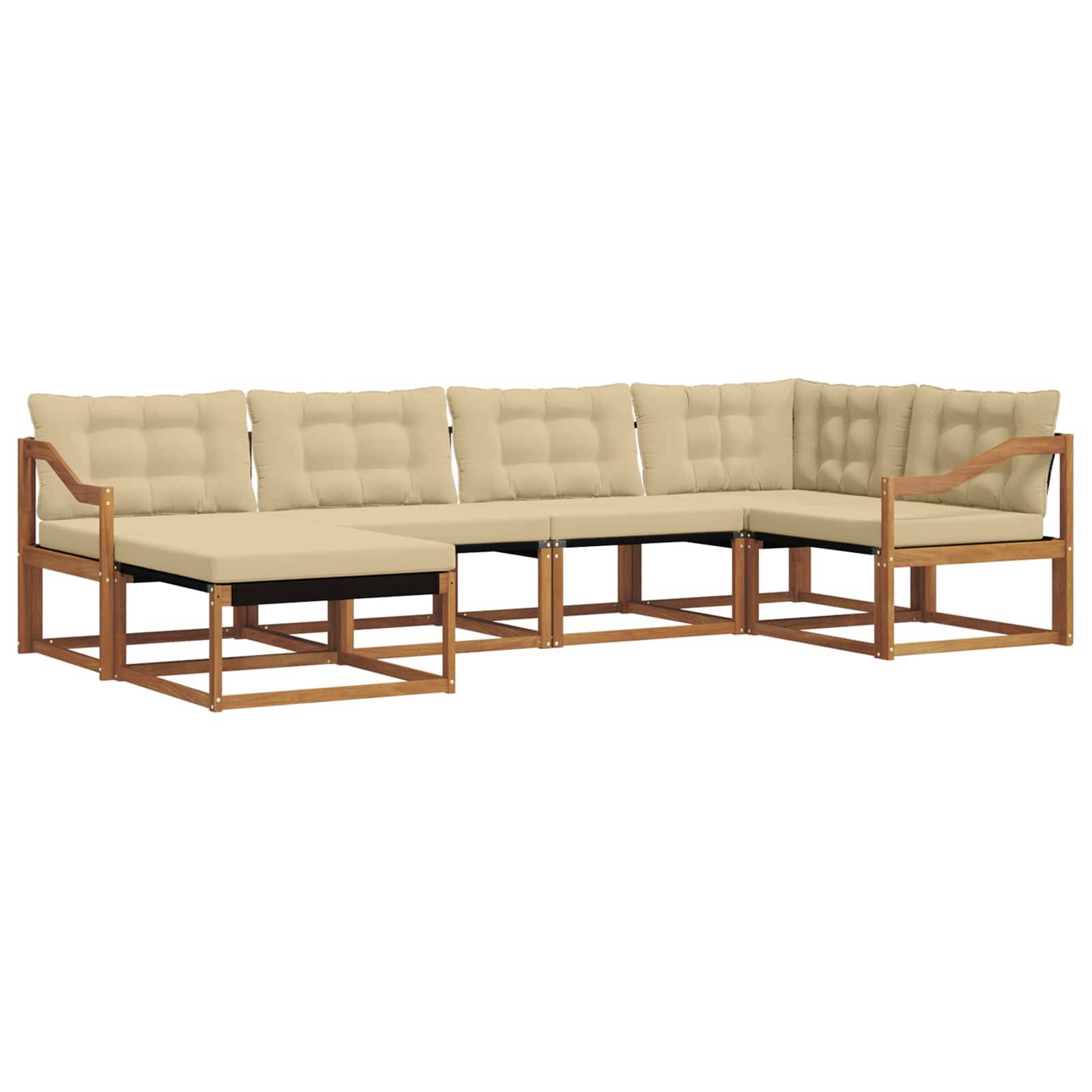 vidaXL Outdoor-Sofagarnitur 6 pcs Natur und Beige Massivholz Akazie