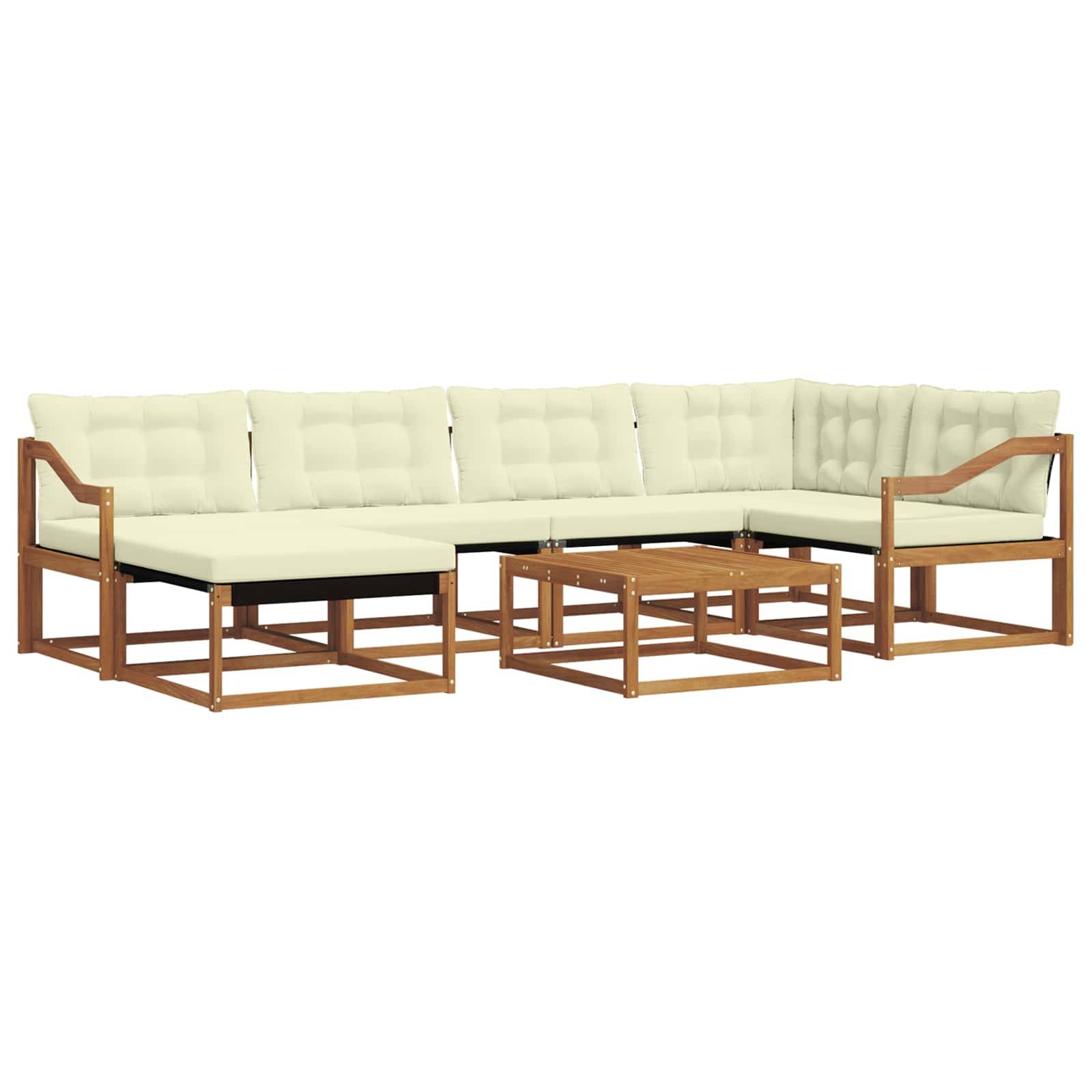 vidaXL Outdoor-Sofagarnitur 19 pcs Natur und Creme Massivholz Akazie