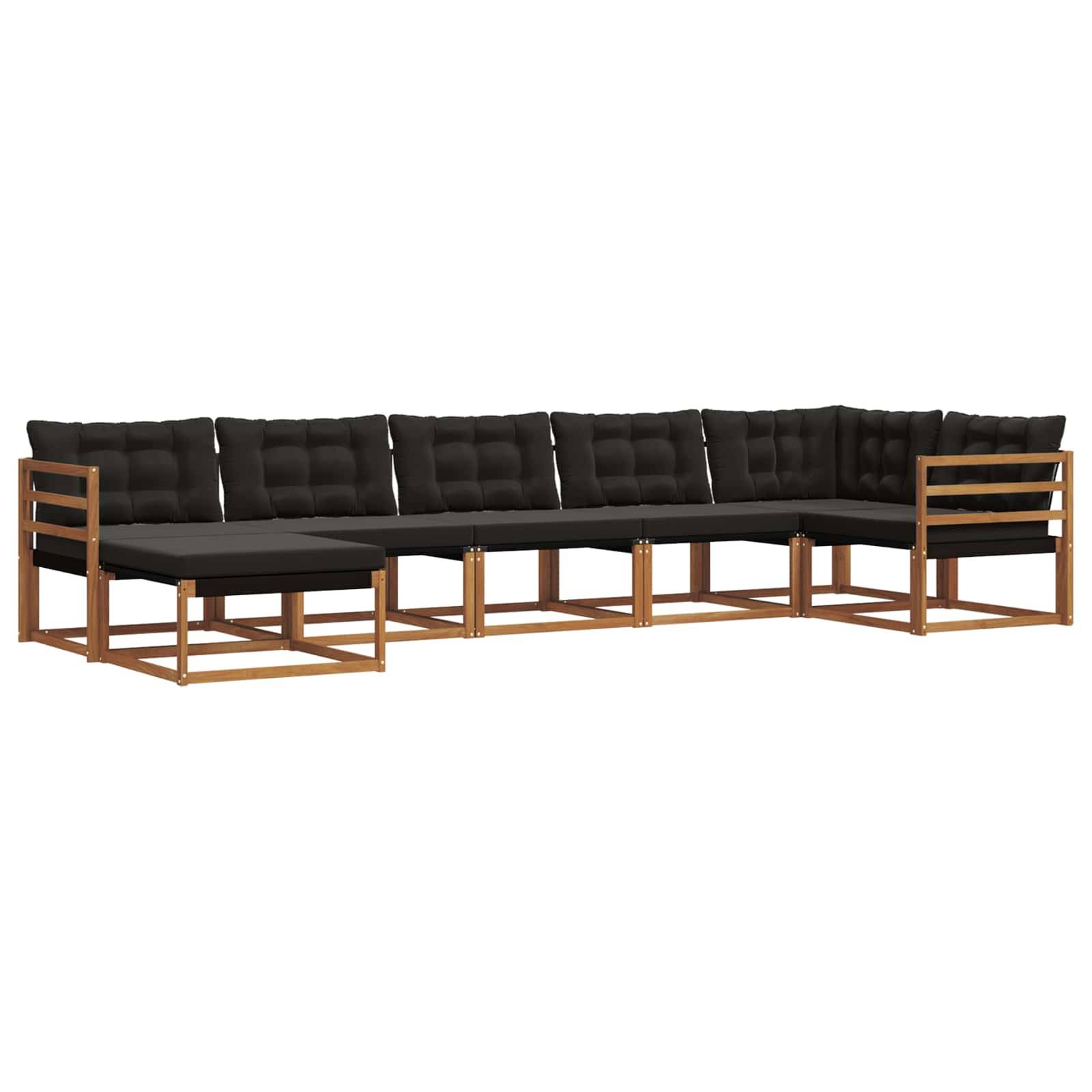vidaXL Outdoor-Sofagarnitur mit Kissen 21 pcs Natürlich und Schwarz