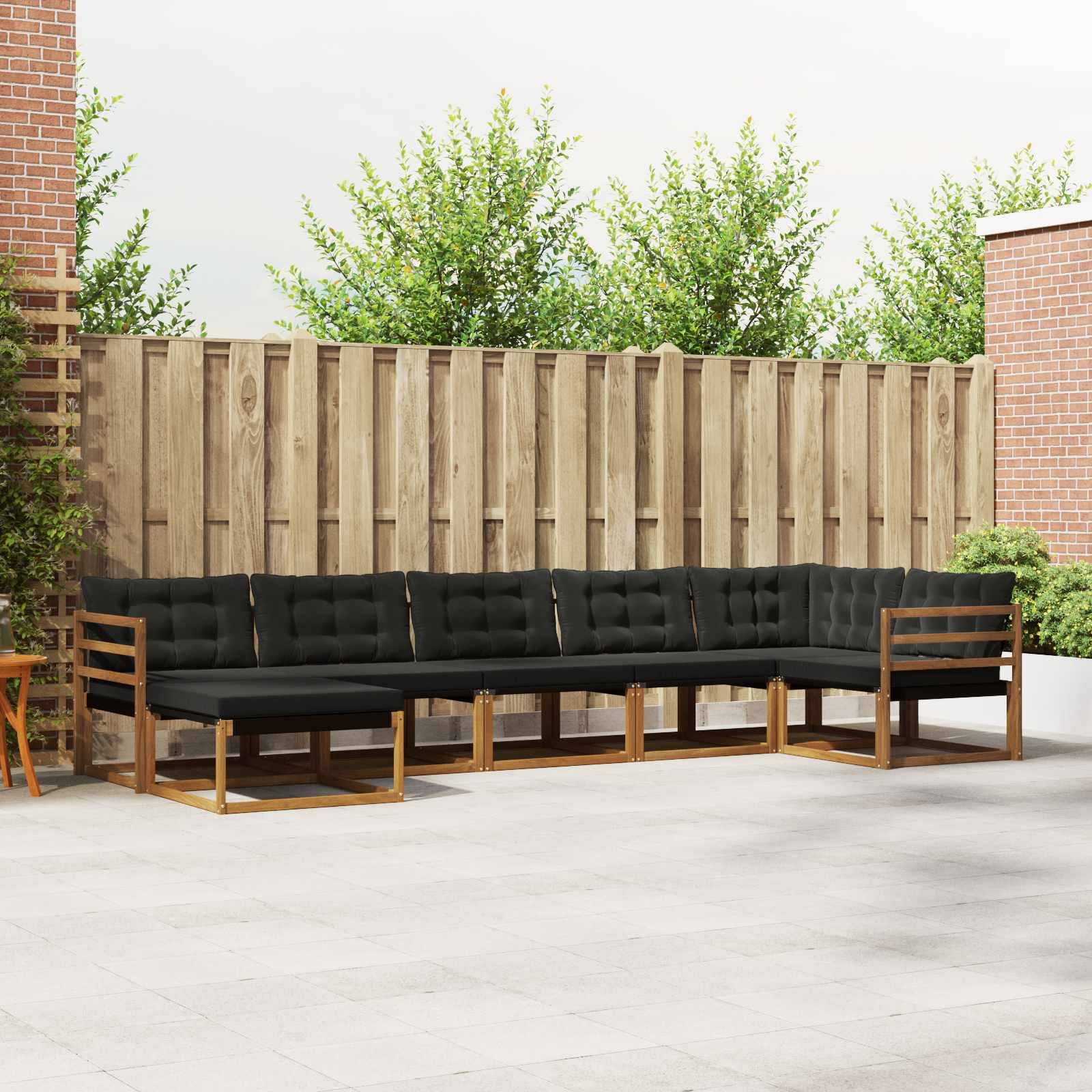 vidaXL Outdoor-Sofagarnitur mit Kissen 21 pcs Natürlich und Schwarz