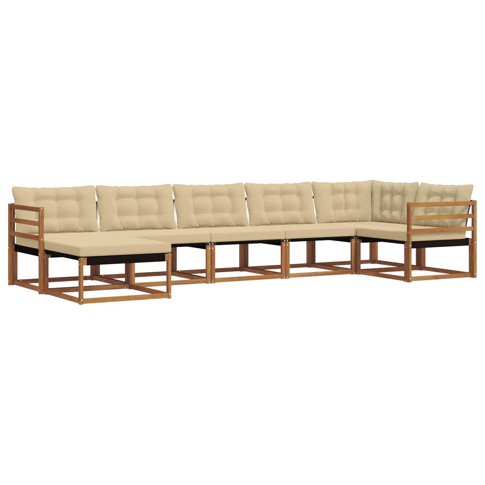 vidaXL Outdoor-Sofagarnitur 21 pcs Natur und Beige Massivholz Akazie