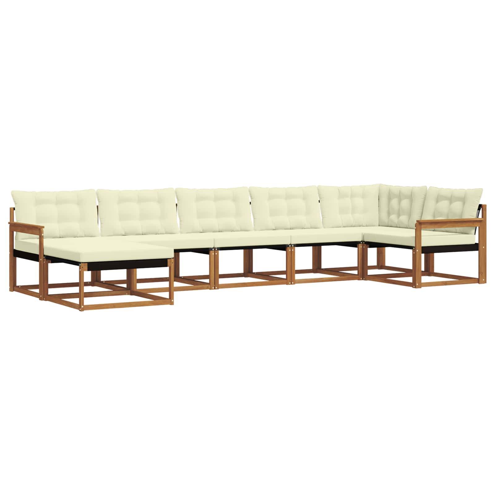vidaXL Outdoor-Sofagarnitur 21 pcs Natur und Creme Massivholz Akazie