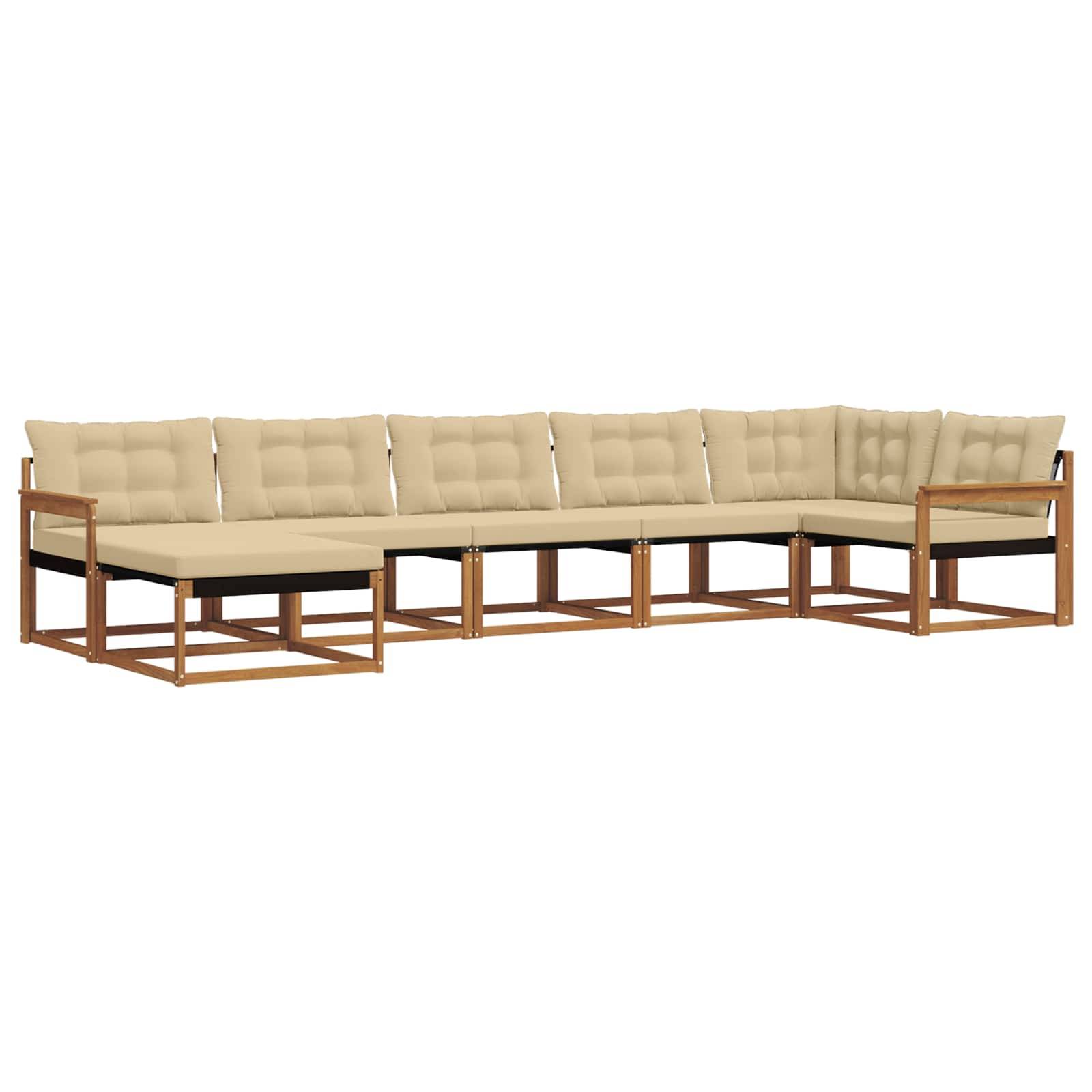 vidaXL Outdoor-Sofagarnitur 21 pcs Natur und Beige Massivholz Akazie