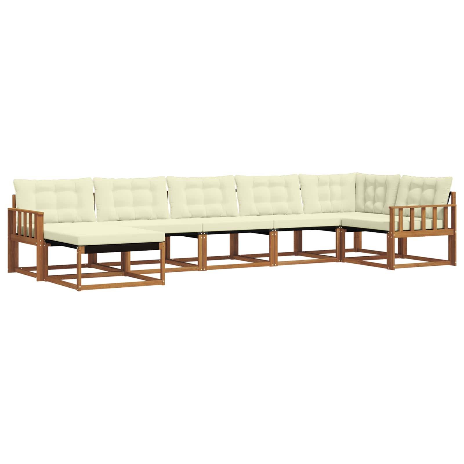 vidaXL Outdoor-Sofagarnitur 21 pcs Natur und Creme Massivholz Akazie