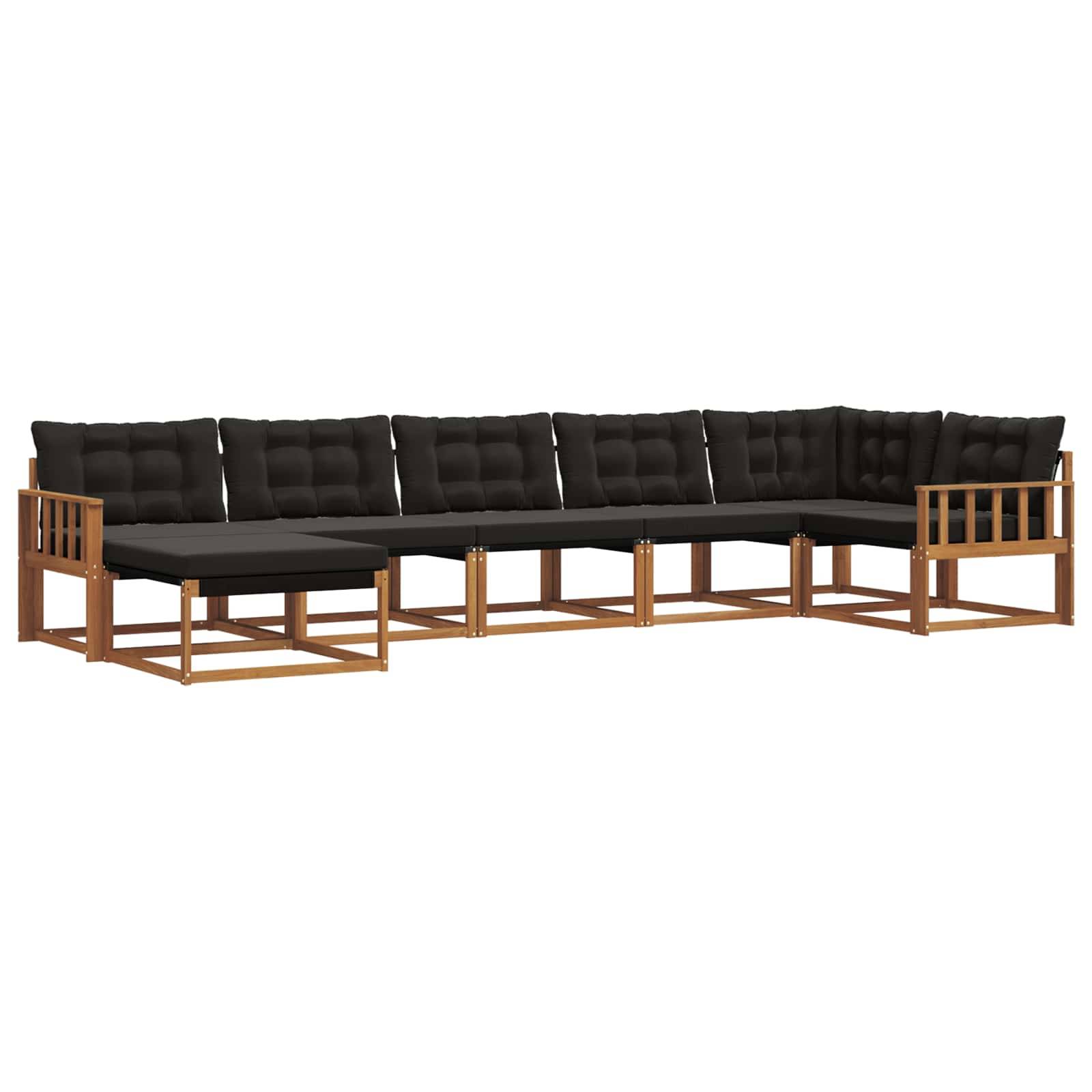 vidaXL Outdoor-Sofagarnitur mit Kissen 21 pcs Natürlich und Schwarz