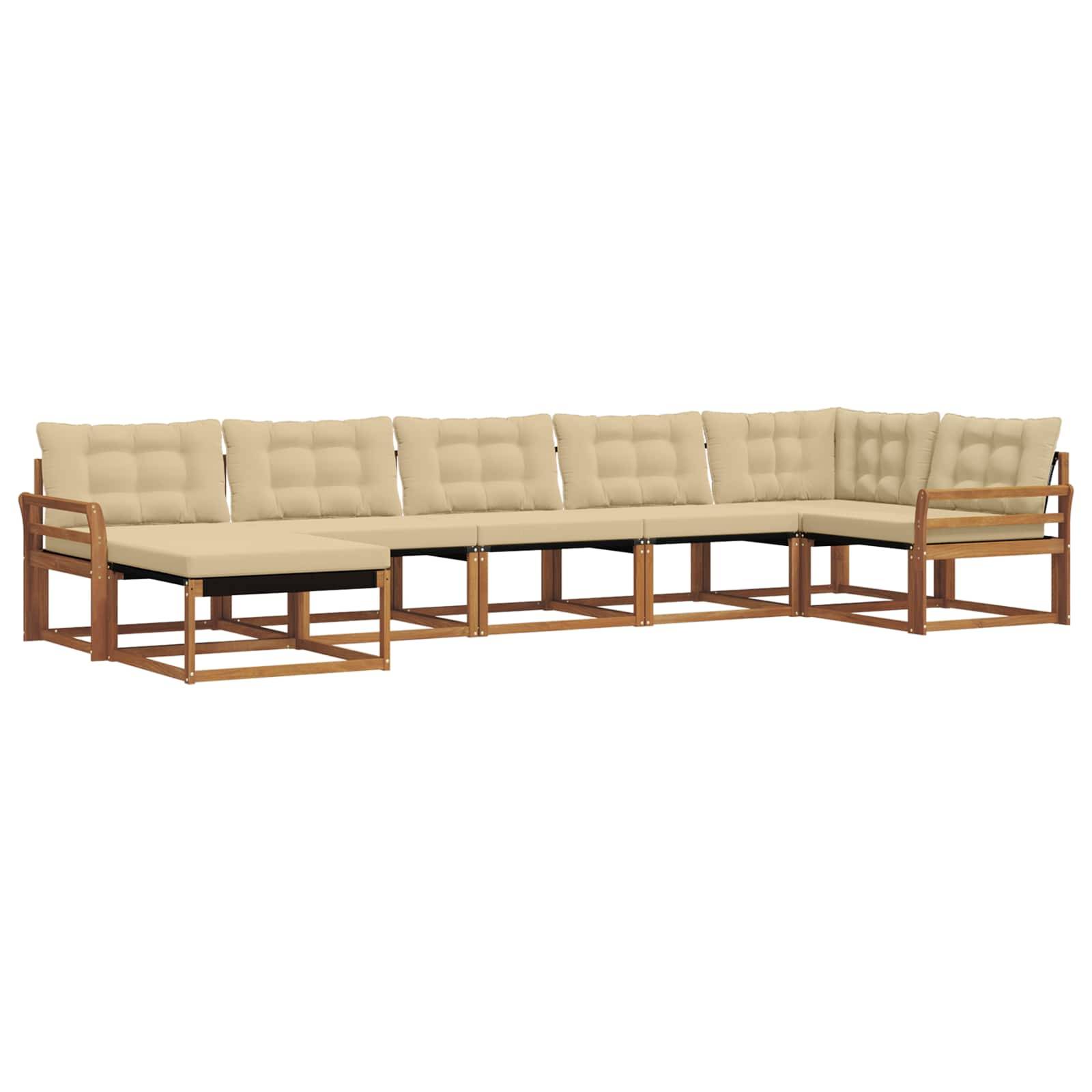 vidaXL Outdoor-Sofagarnitur 21 pcs Natur und Beige Massivholz Akazie