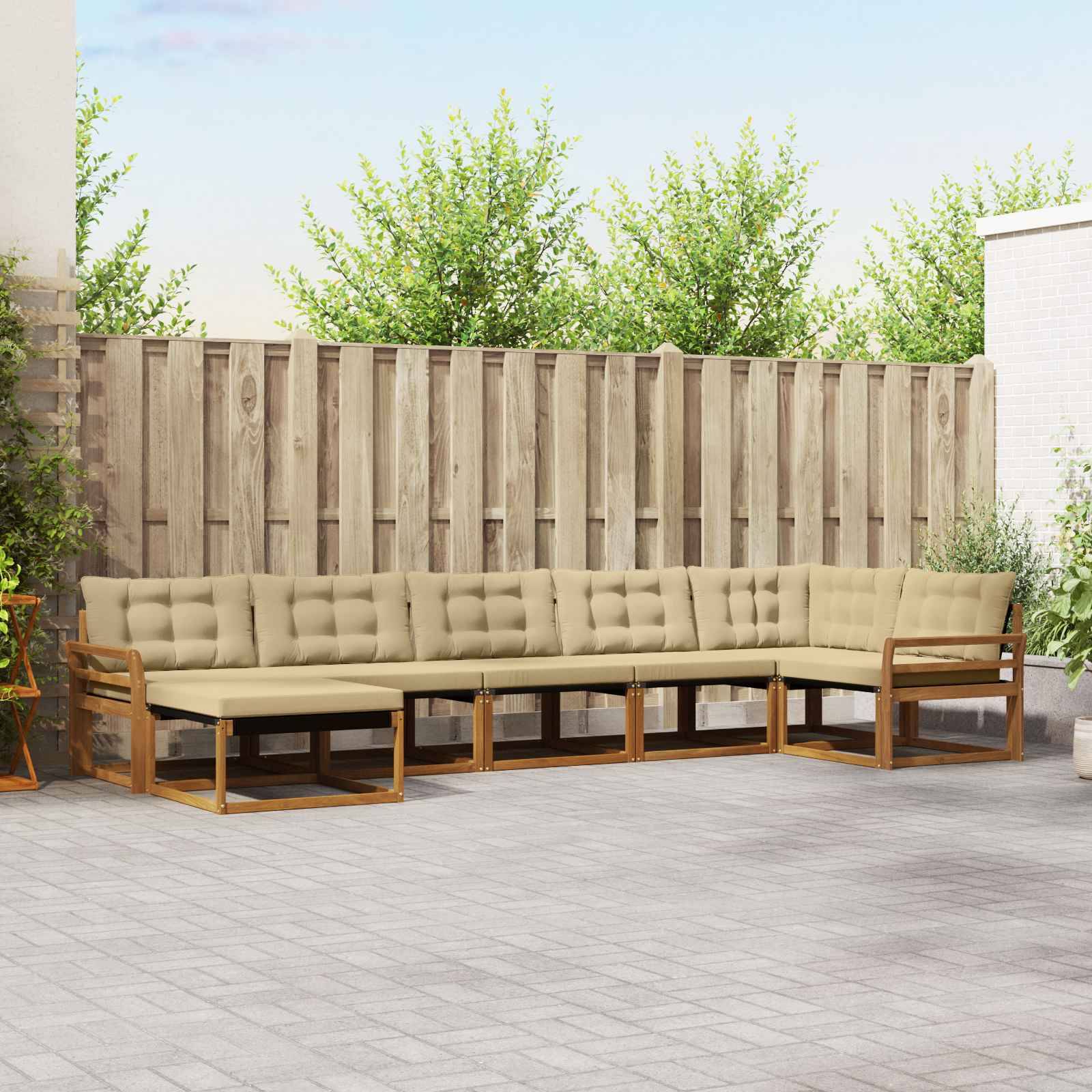 vidaXL Outdoor-Sofagarnitur 21 pcs Natur und Beige Massivholz Akazie