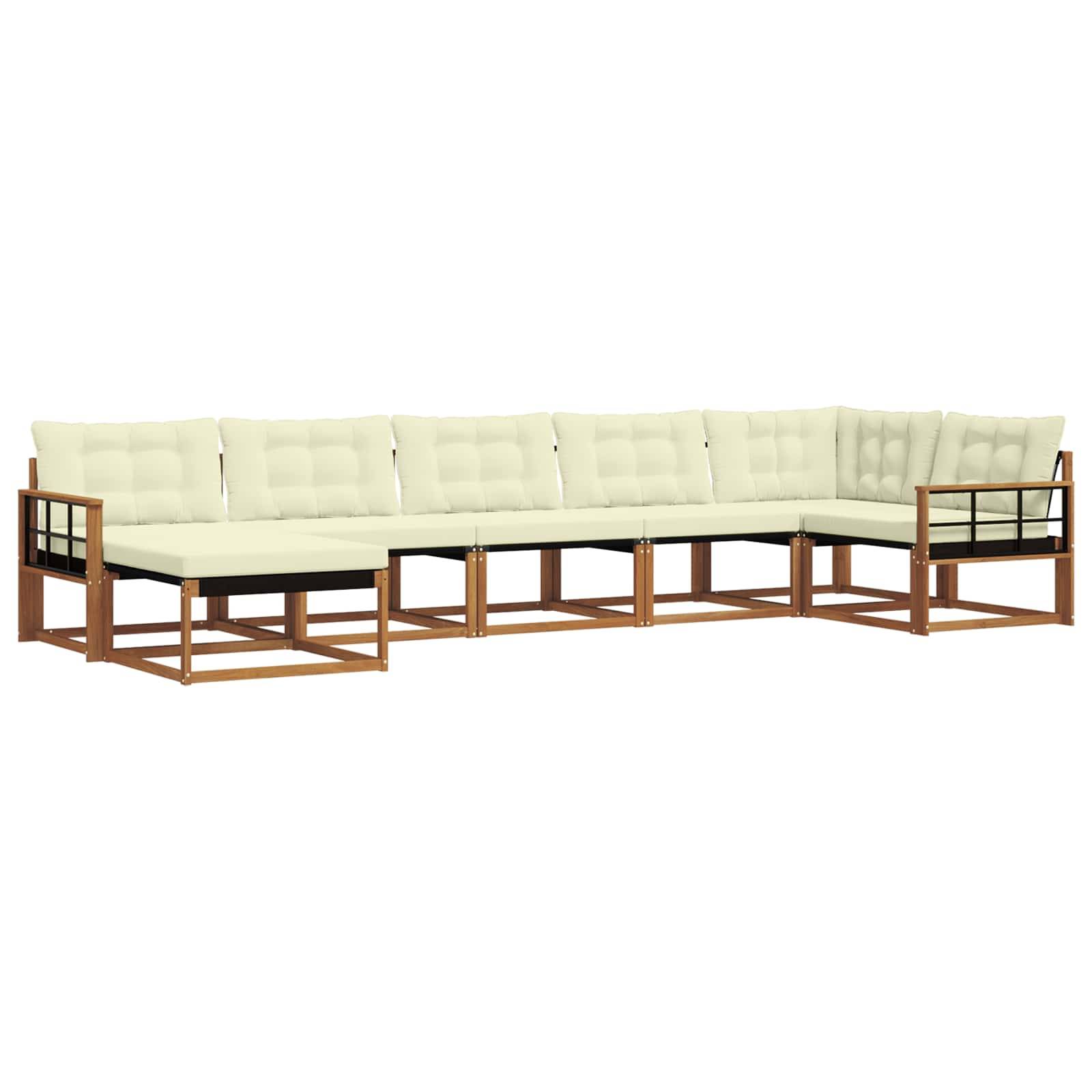vidaXL Outdoor-Sofagarnitur 21 pcs Natur und Creme Massivholz Akazie